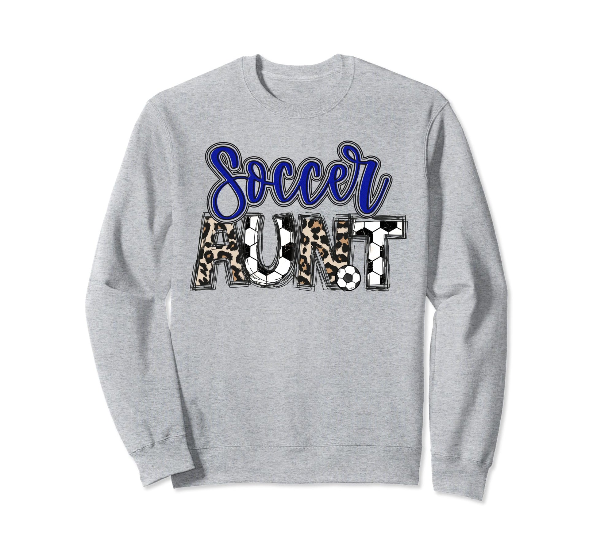 Soccer Aunt Leopard Blue Soccer Sweatshirt - Custom Art Print for Adults - T-Shirt, Sweatshirt, Hoodie