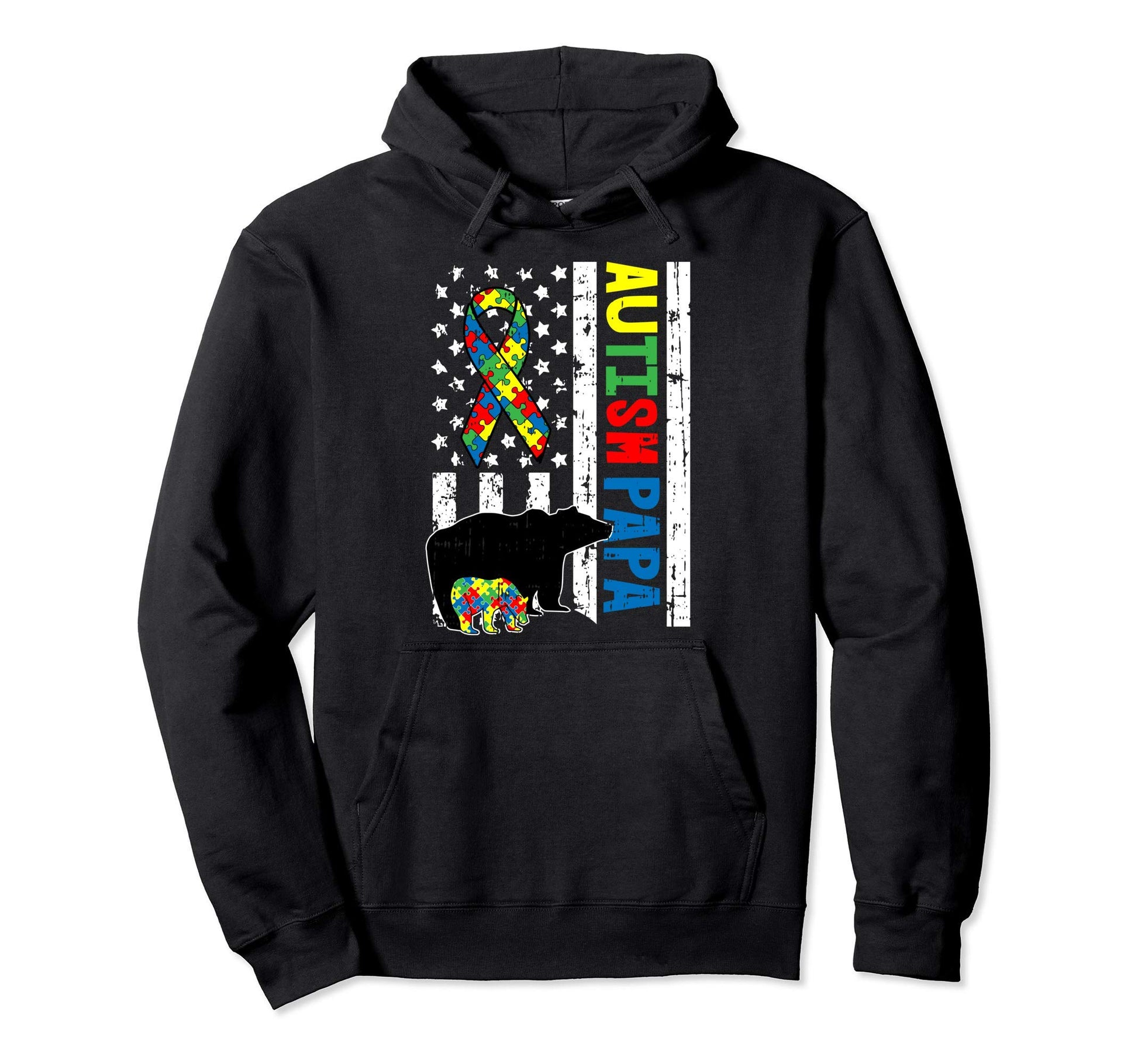 Papa Bear Matching Family Autism Hoodie - Fun Novelty Design for Adults - T-Shirt, Sweatshirt, Hoodie