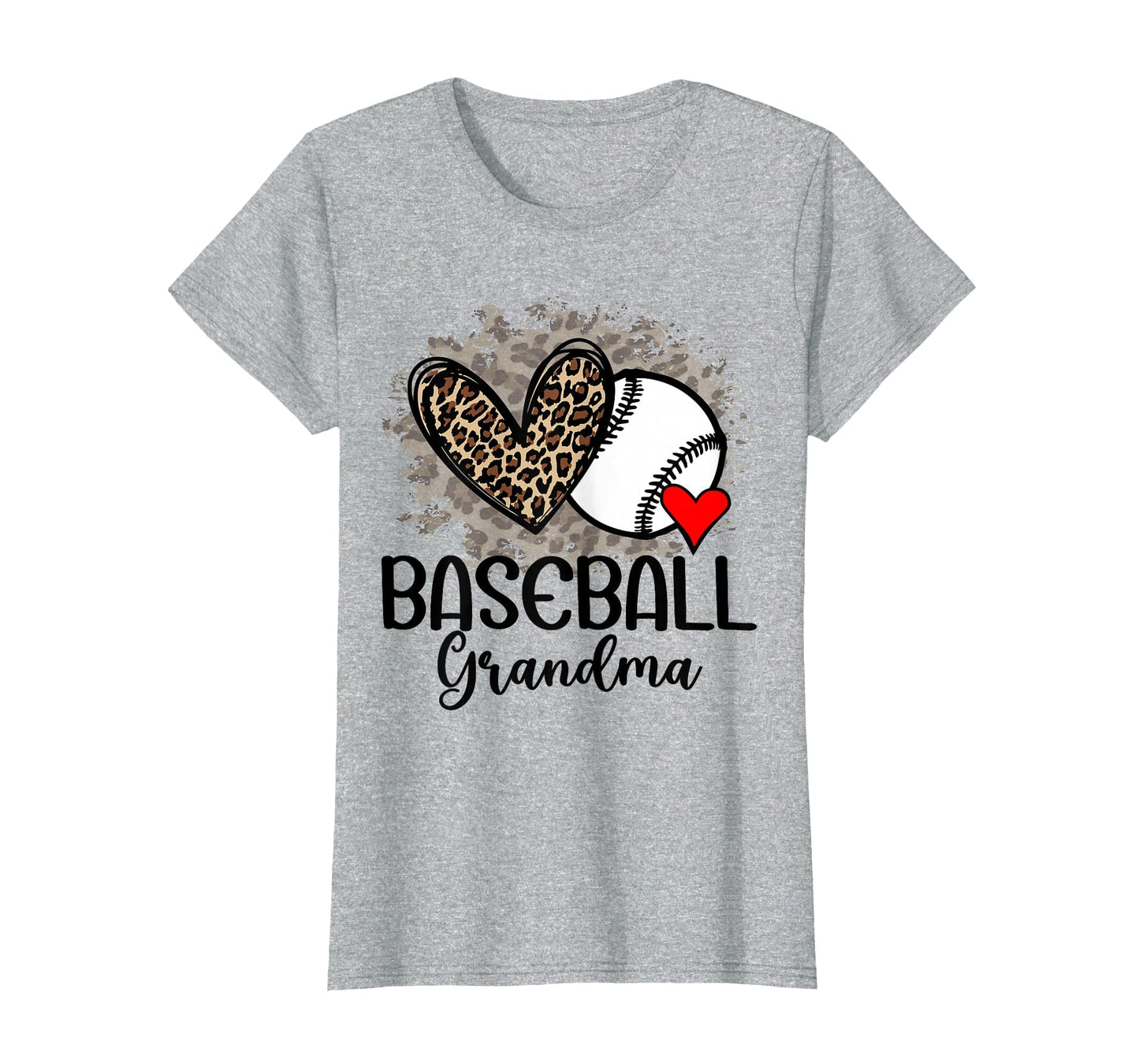 Baseball Grandma Funny Leopard Heart T-Shirt - Novelty Apparel for Adults - T-Shirt, Sweatshirt, Hoodie