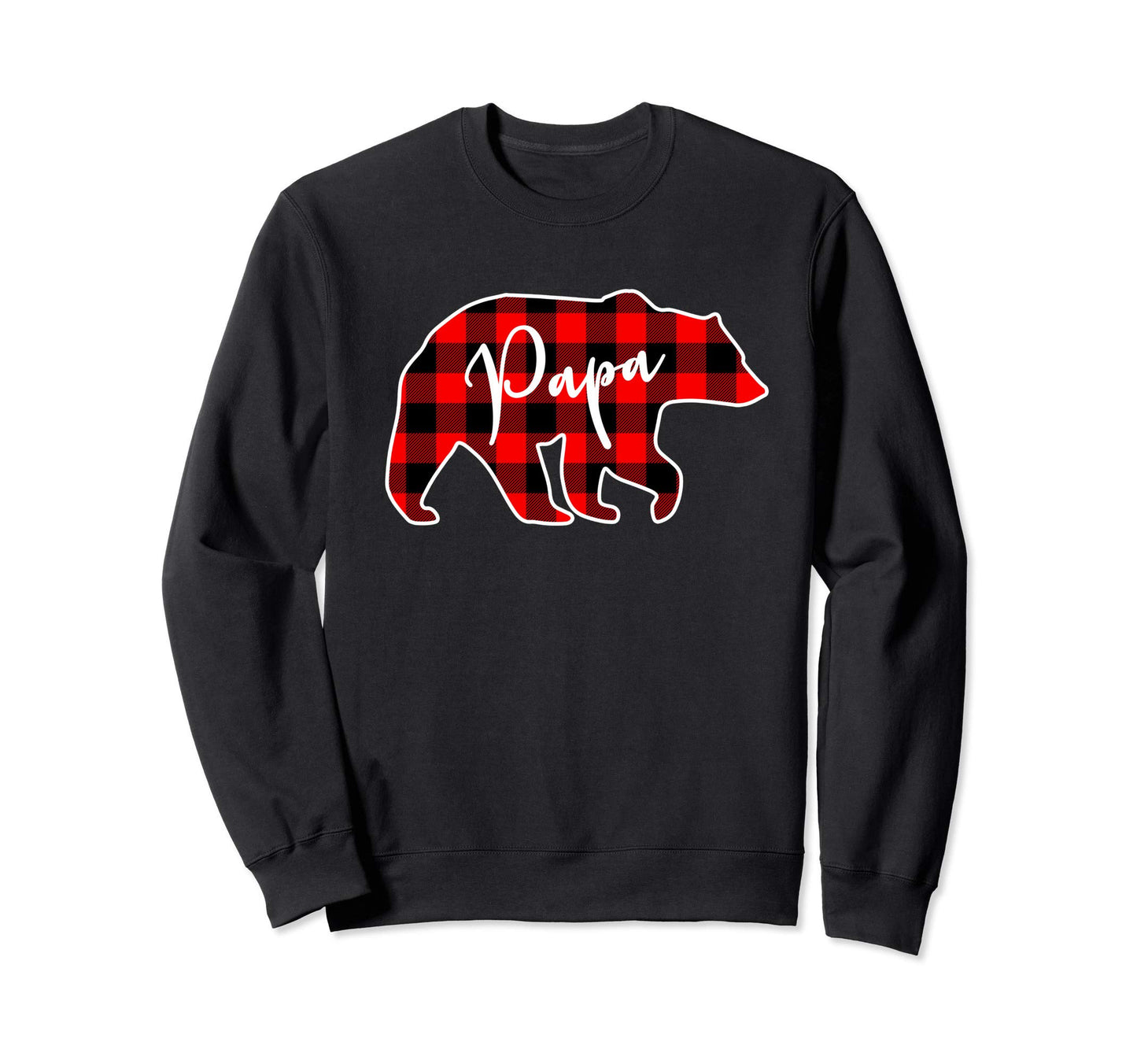 Papa Bear Red Plaid Matching Family Sweatshirt - Minimalist Print Unisex - T-Shirt, Sweatshirt, Hoodie