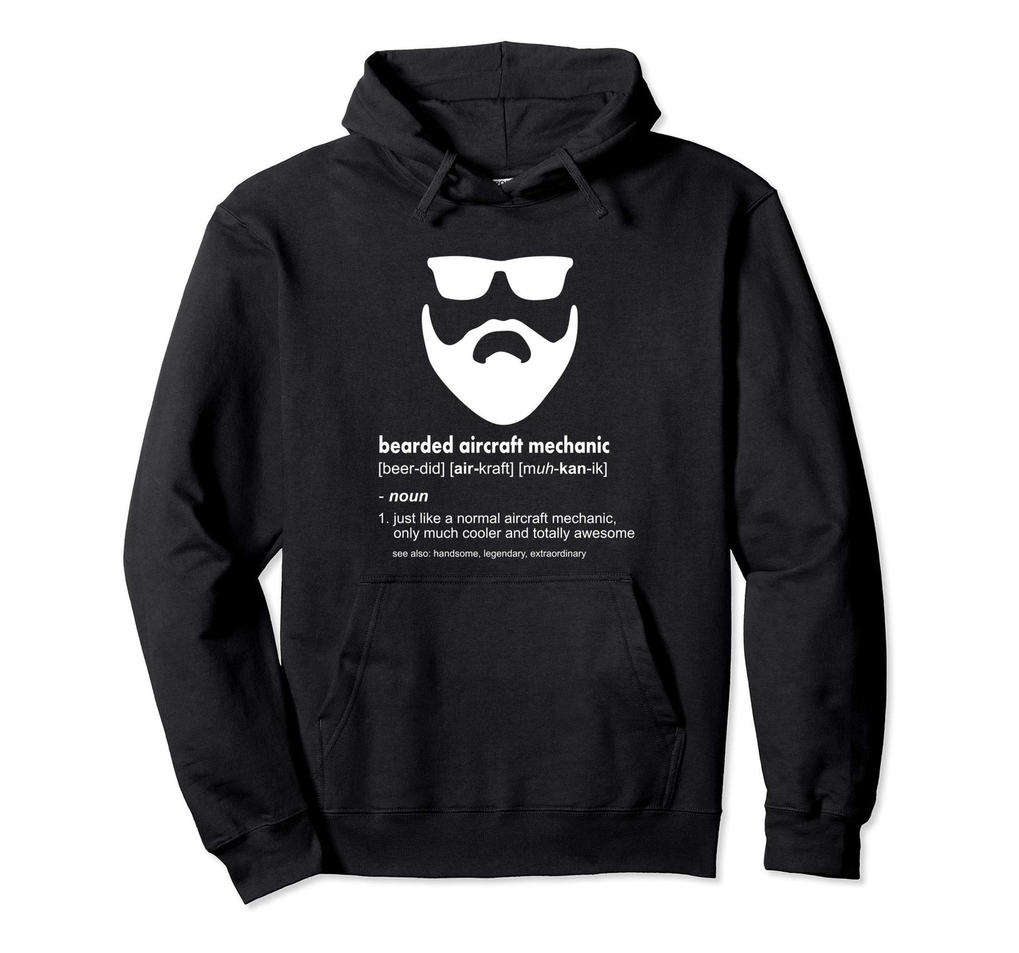 Bearded Aircraft Mechanic Funny Hoodie - Aesthetic Graphic Men Women - T-Shirt, Sweatshirt, Hoodie