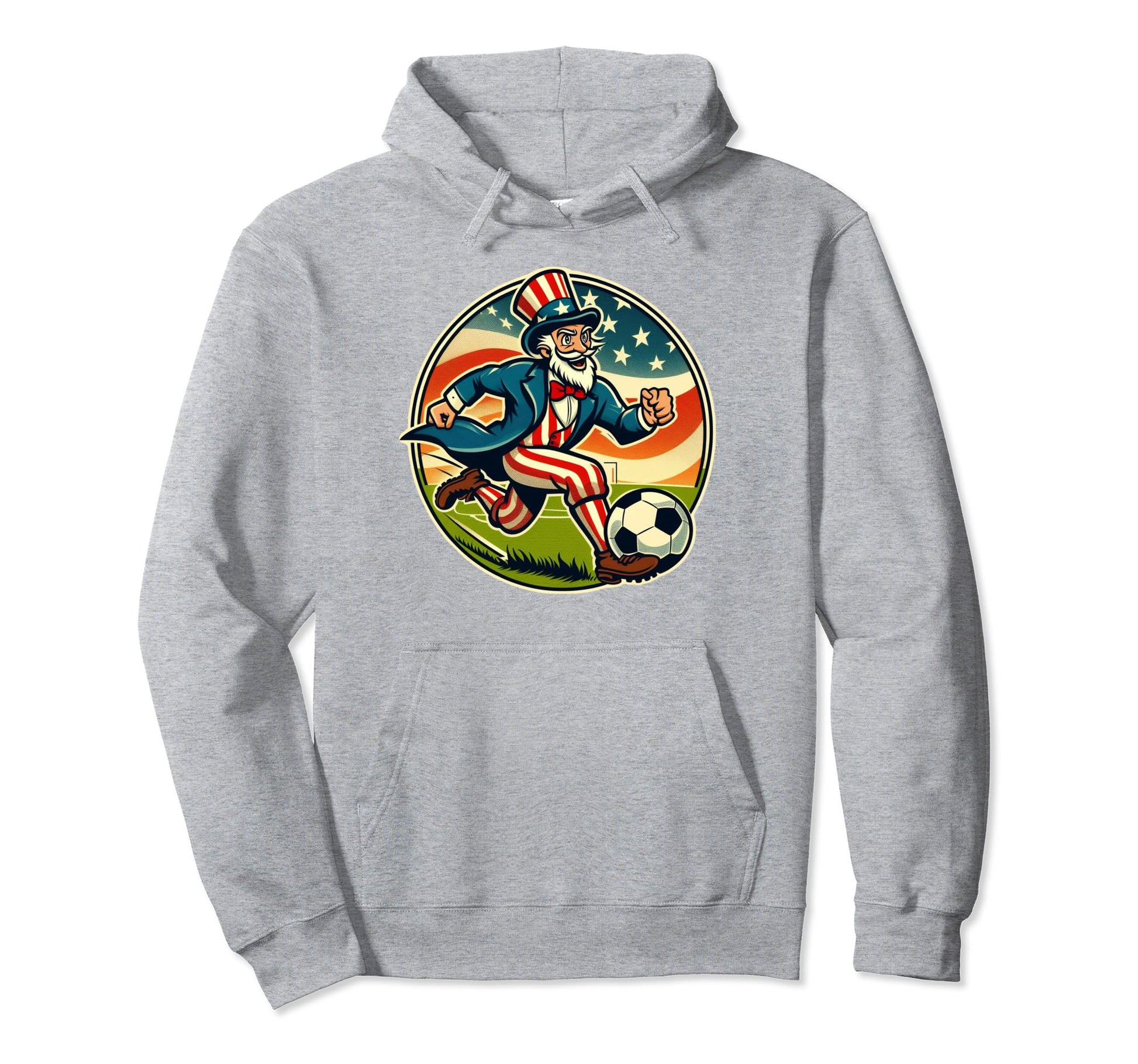 Uncle Sam Playing Soccer America Hoodie - Novelty Apparel Unisex - T-Shirt, Sweatshirt, Hoodie