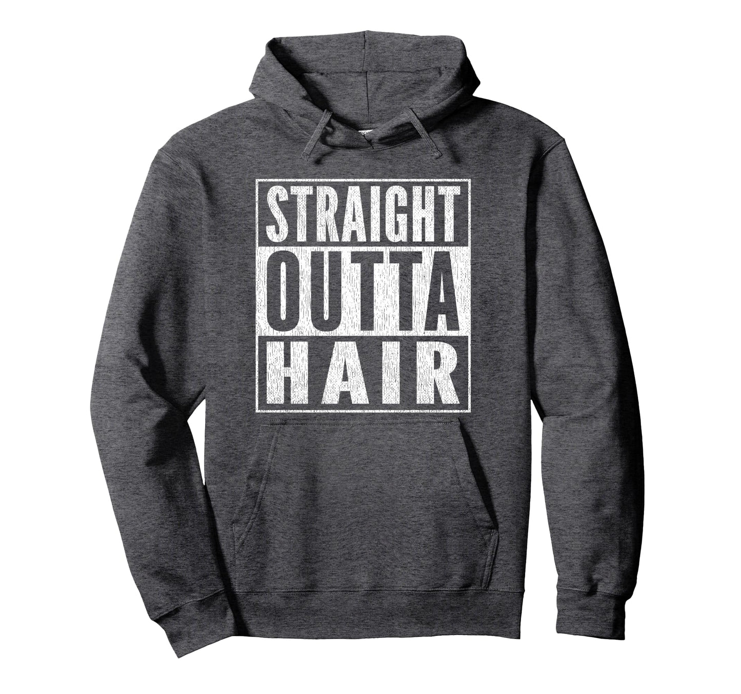 Mens Funny Bald Joke Straight Outta Hoodie - Minimalist Print for Adults - T-Shirt, Sweatshirt, Hoodie