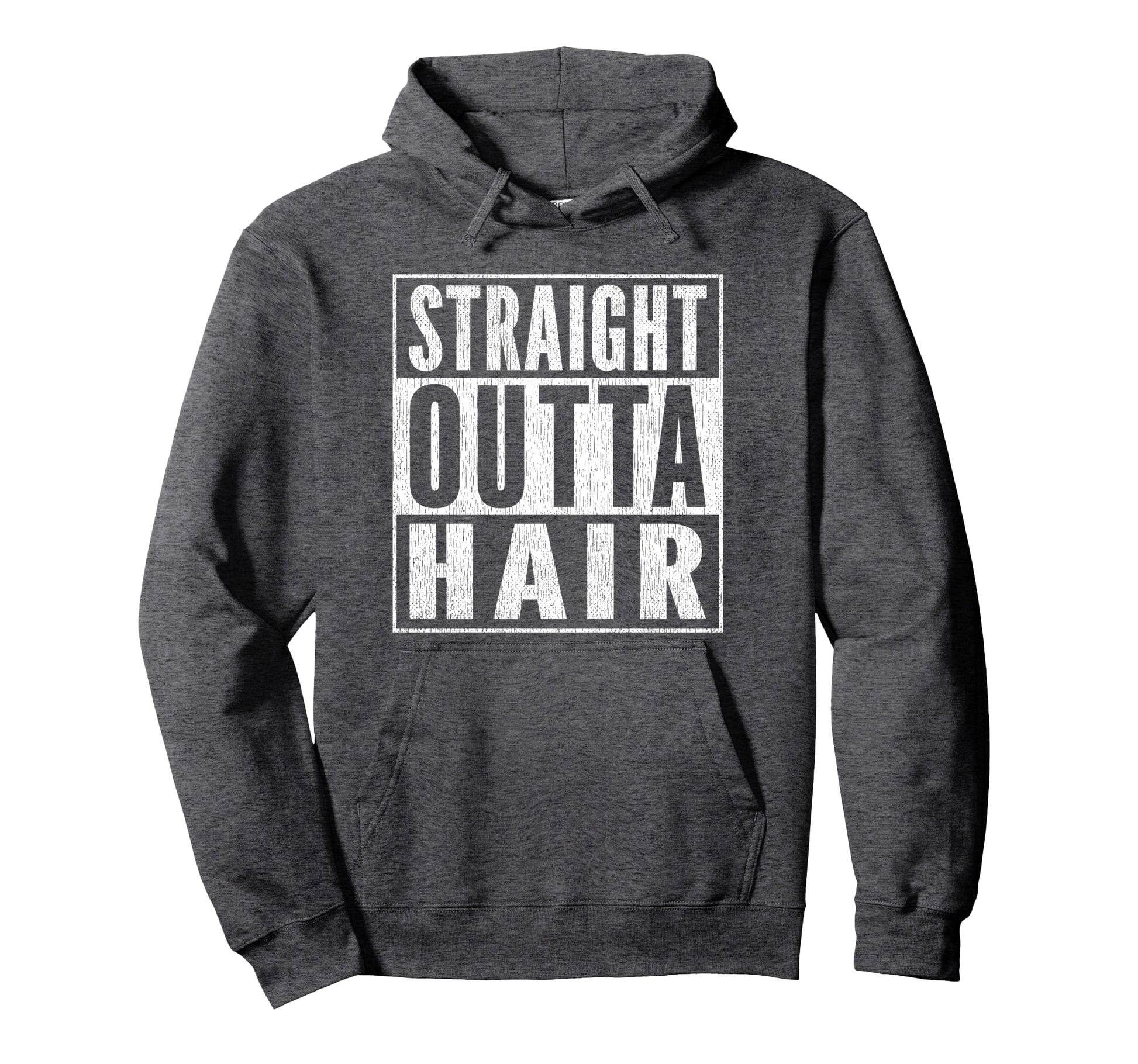 Mens Funny Bald Joke Straight Outta Hoodie - Minimalist Print for Adults - T-Shirt, Sweatshirt, Hoodie