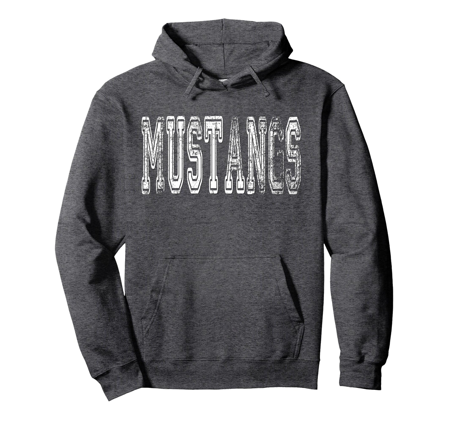 Mustangs Mascot Distressed School Hoodie - Novelty Apparel Men Women - T-Shirt, Sweatshirt, Hoodie