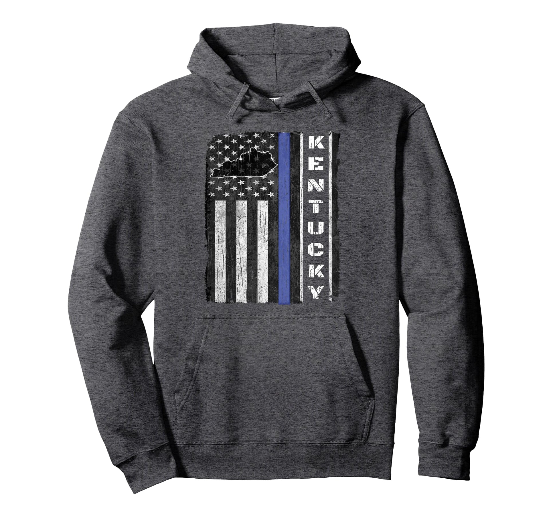 Kentucky Thin Blue Line Police Flag Cop Hoodie - Trendy Graphic Unisex - T-Shirt, Sweatshirt, Hoodie