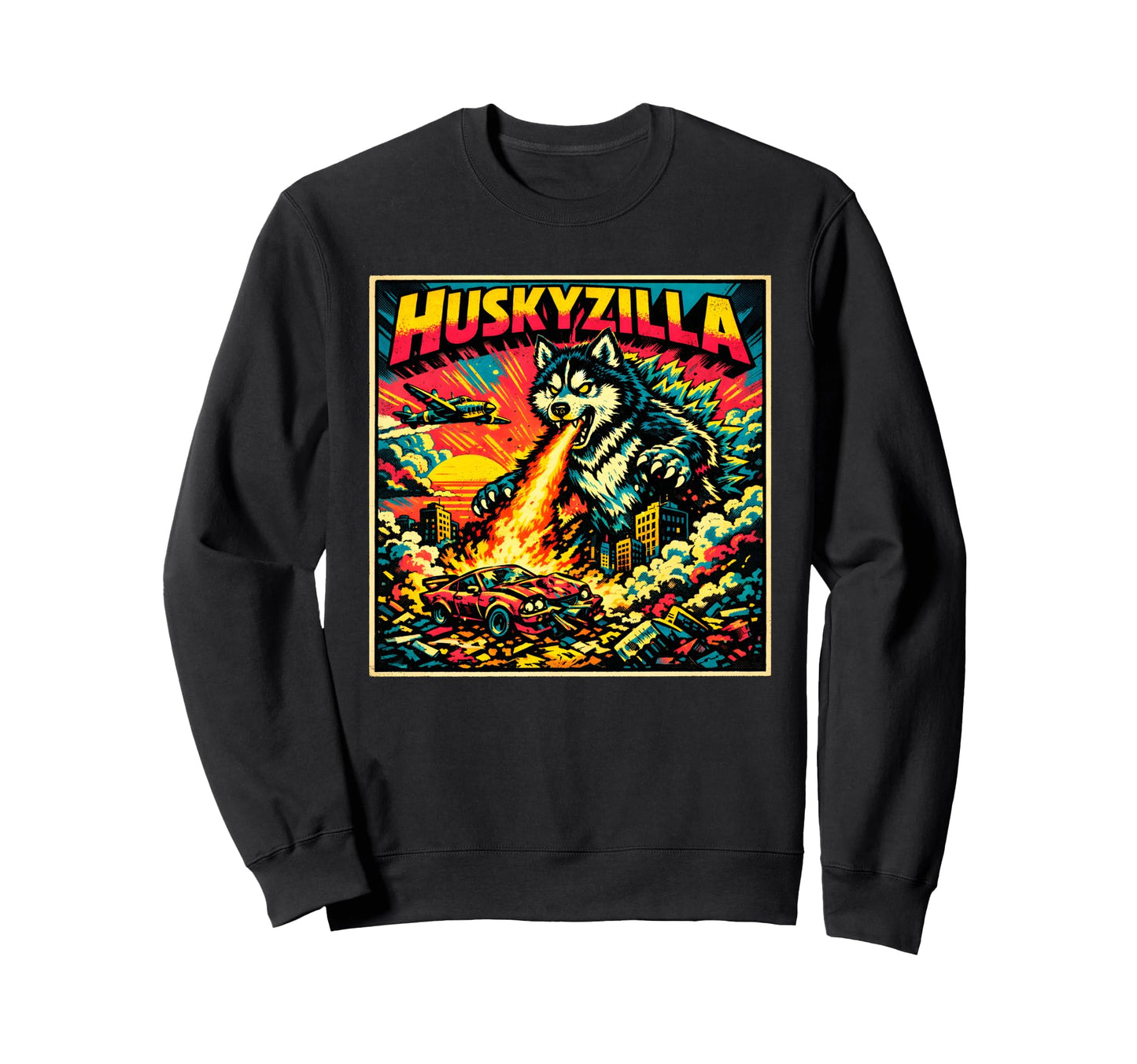 Husky Dog Huskyzilla Meme Mom Dad Sweatshirt - Custom Art Print Men Women - T-Shirt, Sweatshirt, Hoodie