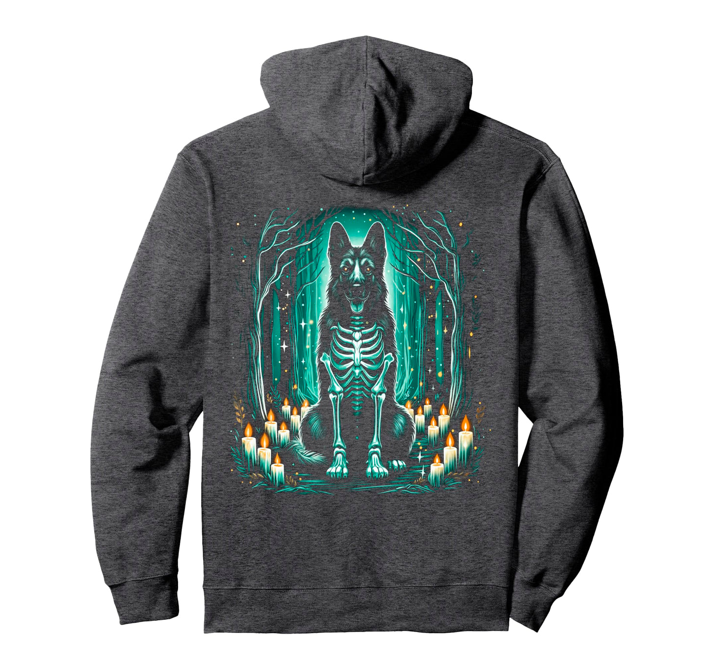 German Shepherd Skeleton Halloween Dog Hoodie - Fun Novelty Design Unisex - T-Shirt, Sweatshirt, Hoodie