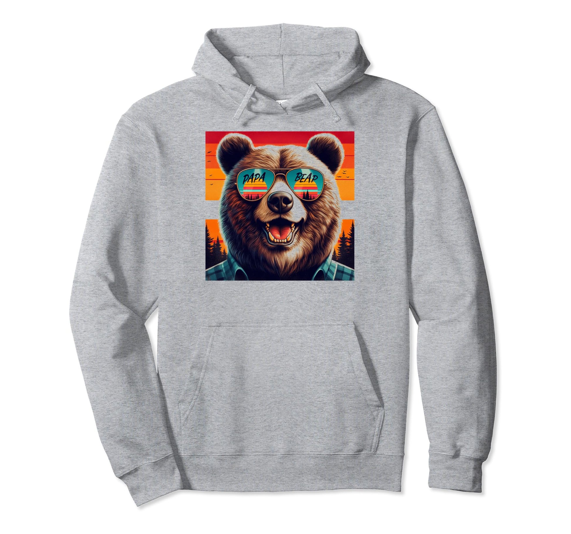 Papa Bear Sunglasses Funny Bear Dad Hoodie - Trendy Graphic for Adults - T-Shirt, Sweatshirt, Hoodie