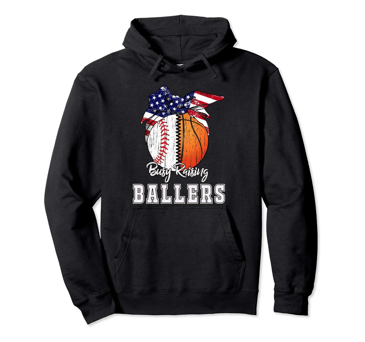 Busy Raising Ballers Baseball Basketball Hoodie - Graphic Print Unisex - T-Shirt, Sweatshirt, Hoodie