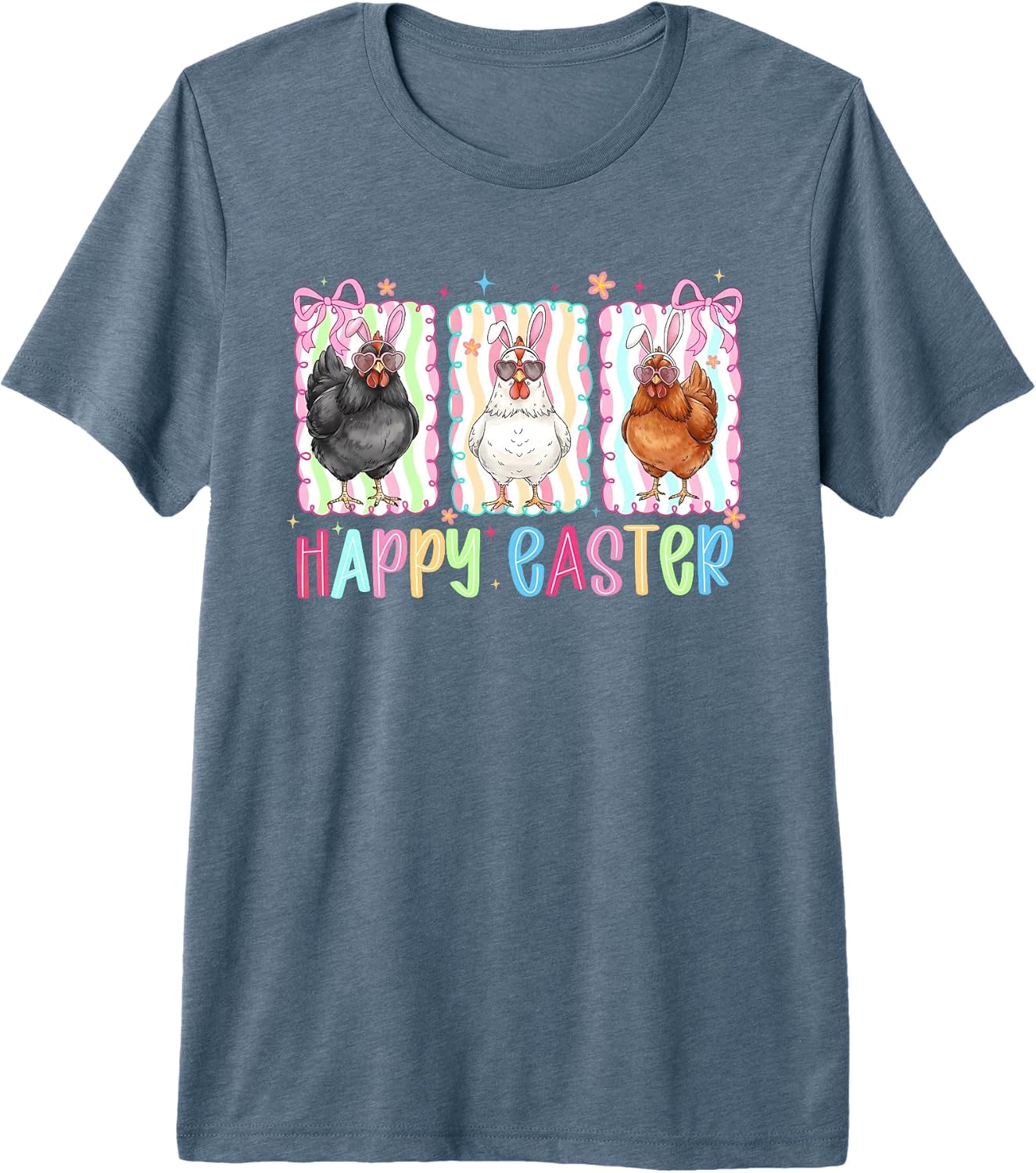 Preppy Happy Easter Chicken Coquette Bow Tees Unisex T-shirt, Sweatshirt, Hoodie, Long Sleeve Tee - T-Shirt, Sweatshirt, Hoodie
