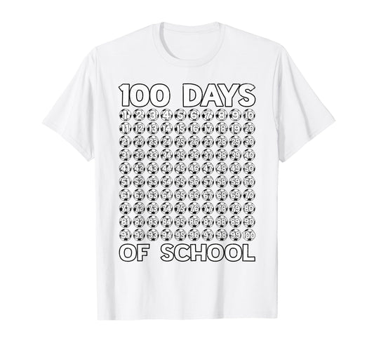 100 Days School Soccer Balls 100Th T-Shirt - Minimalist Print Men Women - T-Shirt, Sweatshirt, Hoodie