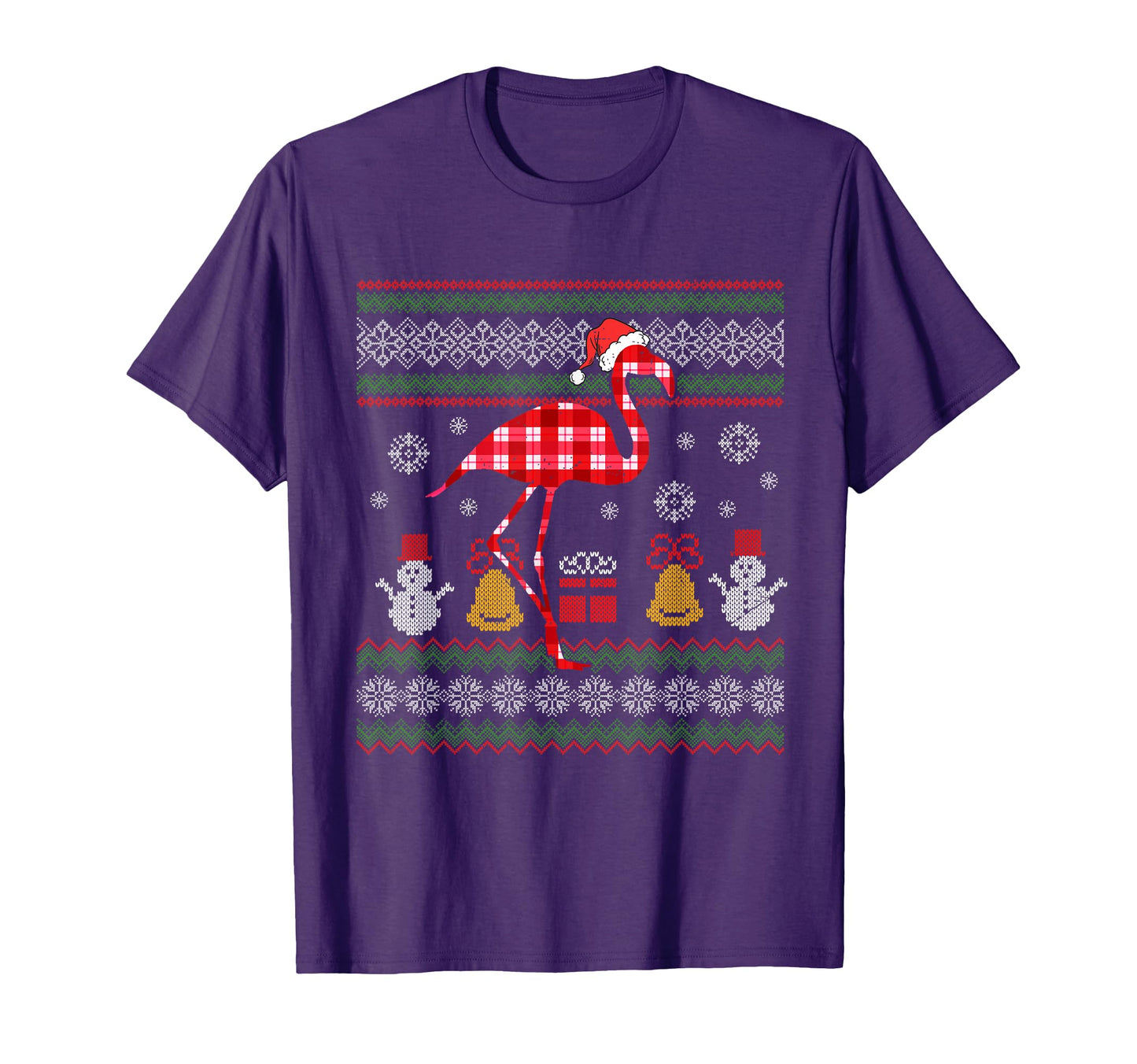 Flamingo Plaid Hat Santa Ugly Animal T-Shirt - Novelty Apparel Men Women - T-Shirt, Sweatshirt, Hoodie
