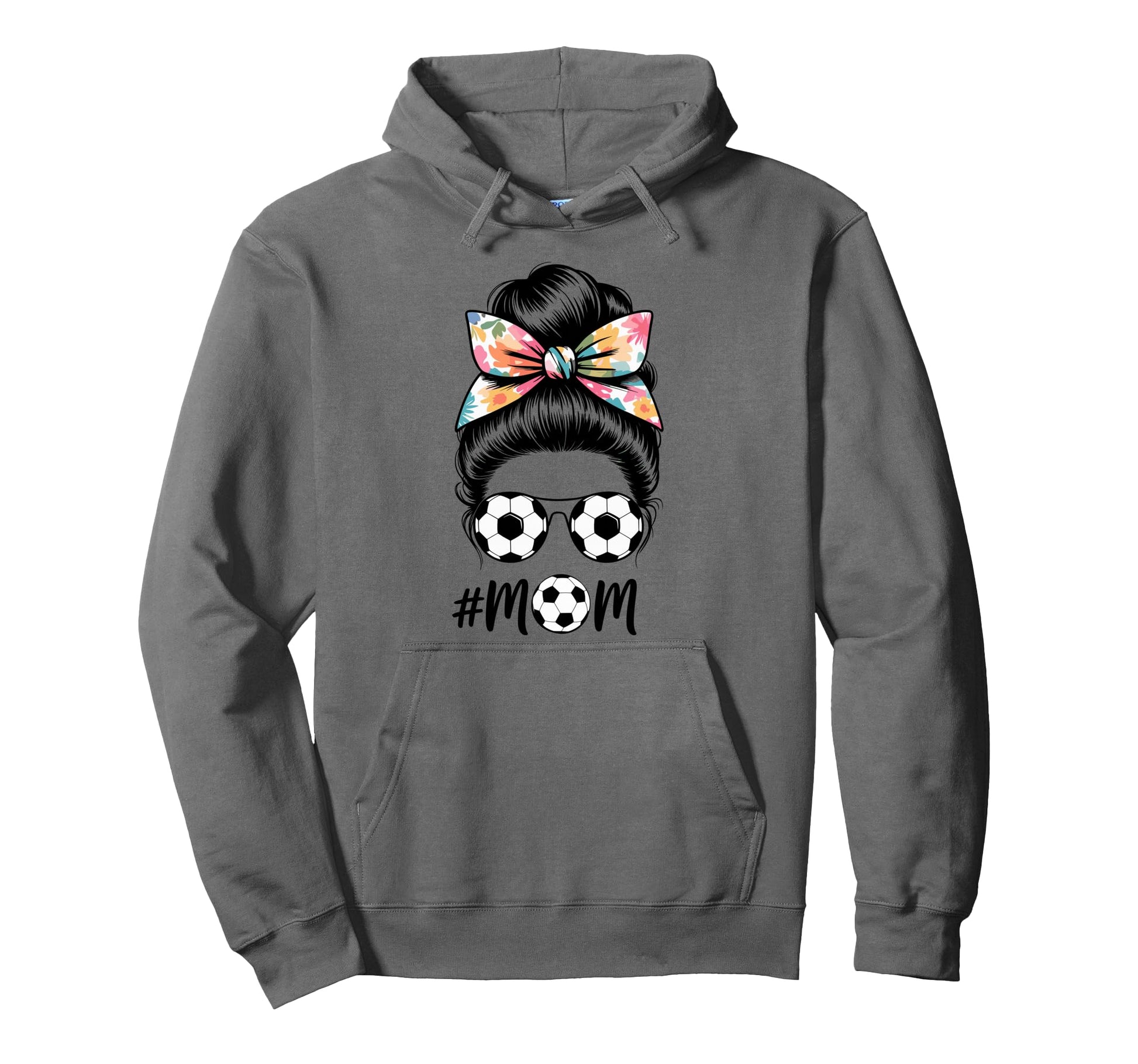 Messy Bun Bandana Soccer Mom Soccer Hoodie - Unique Graphic for Adults - T-Shirt, Sweatshirt, Hoodie