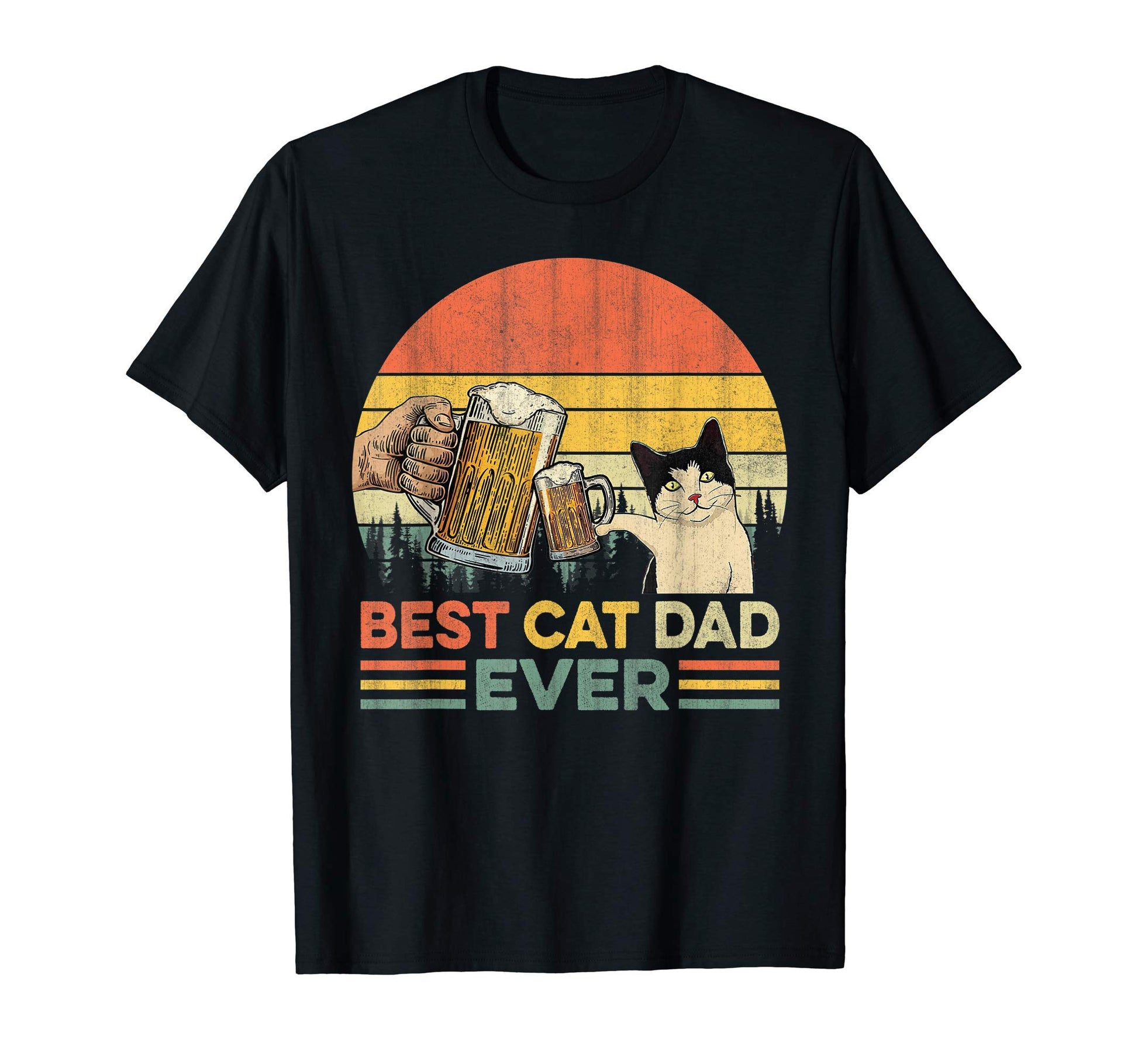 Best Cat Dad Ever Funny Beer Drinking T-Shirt - Casual Everyday Wear Unisex - T-Shirt, Sweatshirt, Hoodie
