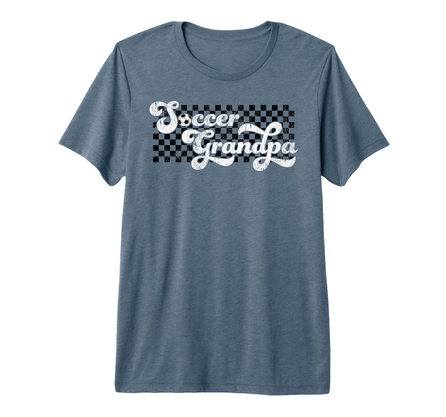 Soccer Grandpa Grandfather Checkered Tri T-Shirt - Custom Art Print Unisex - T-Shirt, Sweatshirt, Hoodie