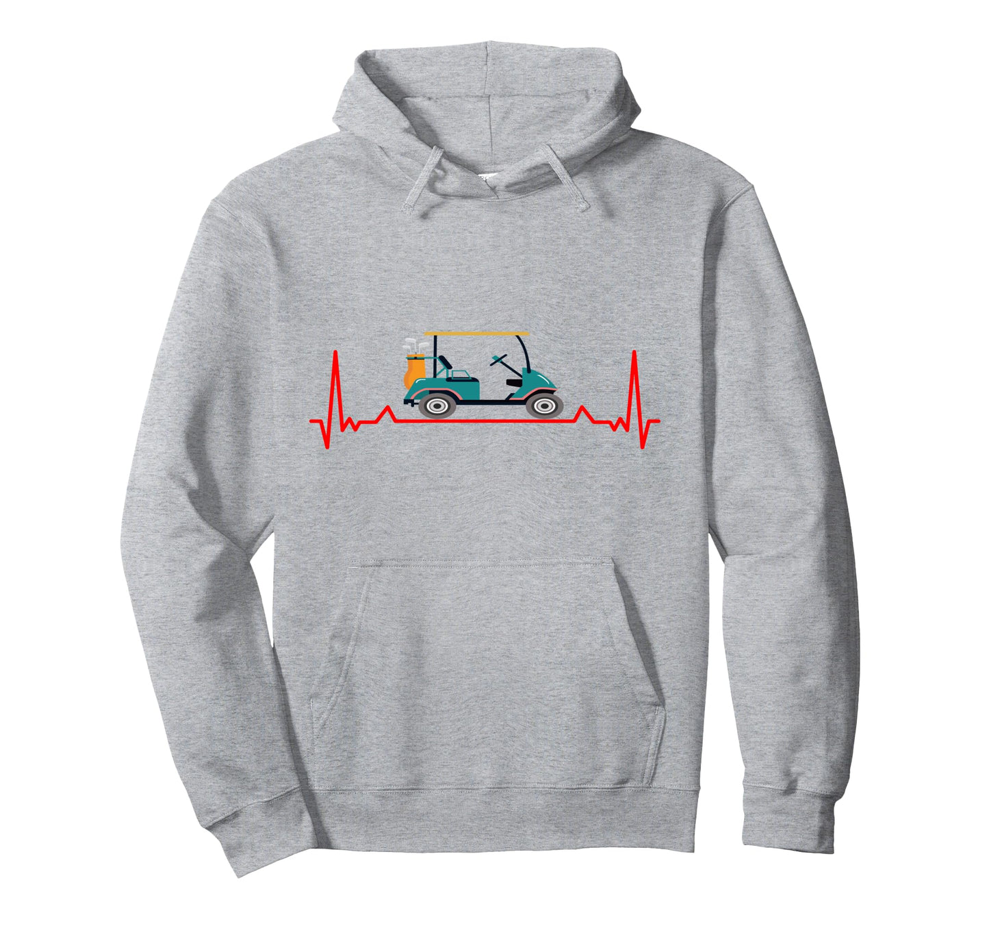 Ekg Heartbeat Pulse Line Golf Cart Hoodie - Minimalist Print for Adults - T-Shirt, Sweatshirt, Hoodie