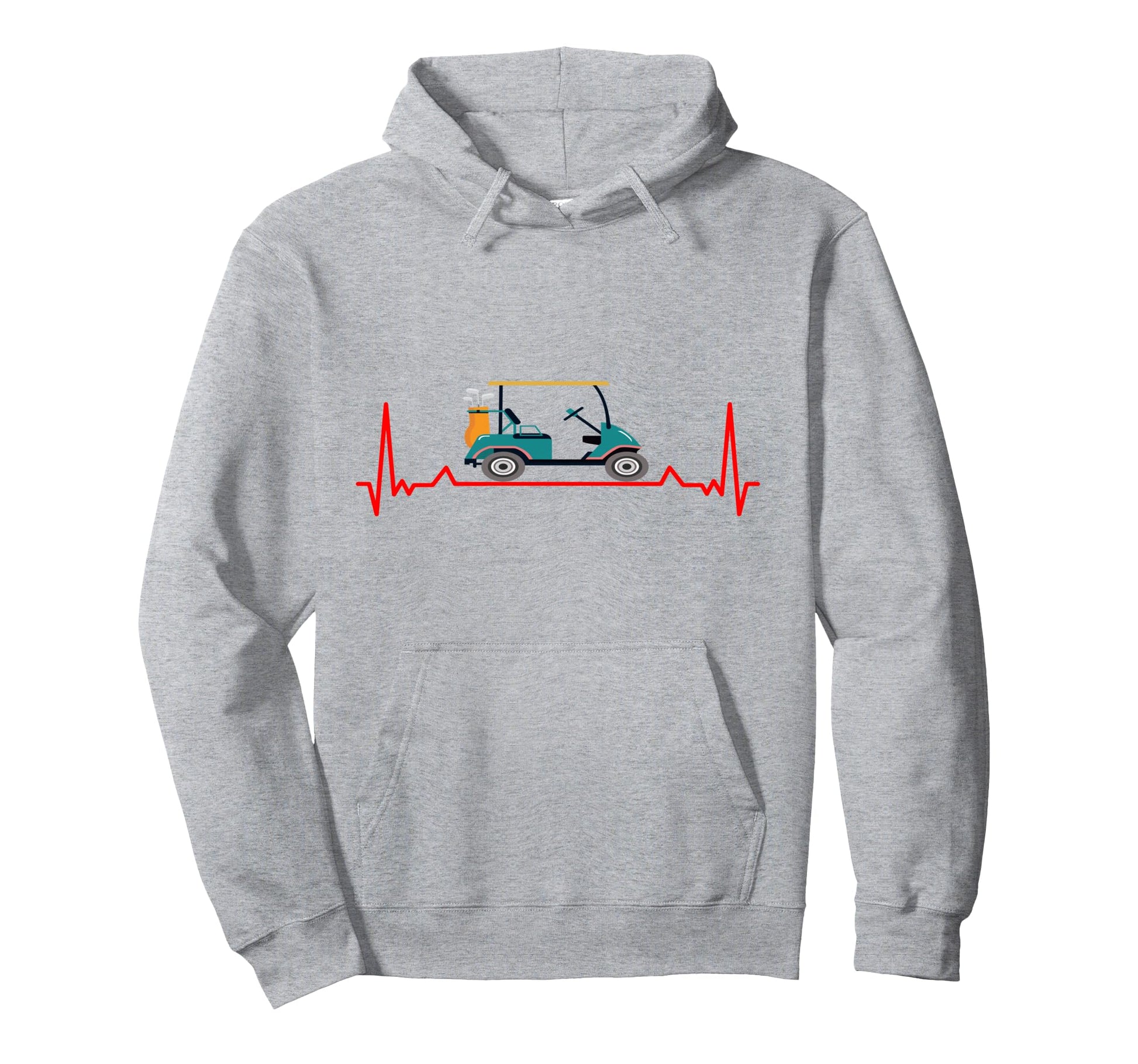 Ekg Heartbeat Pulse Line Golf Cart Hoodie - Minimalist Print for Adults - T-Shirt, Sweatshirt, Hoodie