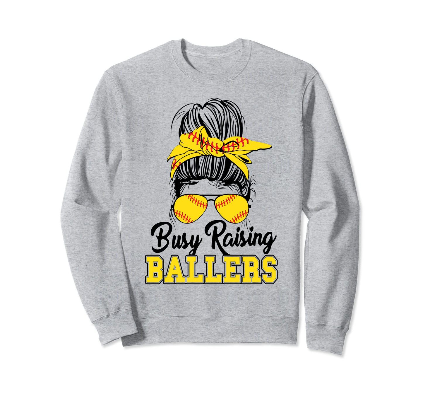 Busy Raising Ballers Softball Mom Sweatshirt - Minimalist Print for Adults - T-Shirt, Sweatshirt, Hoodie