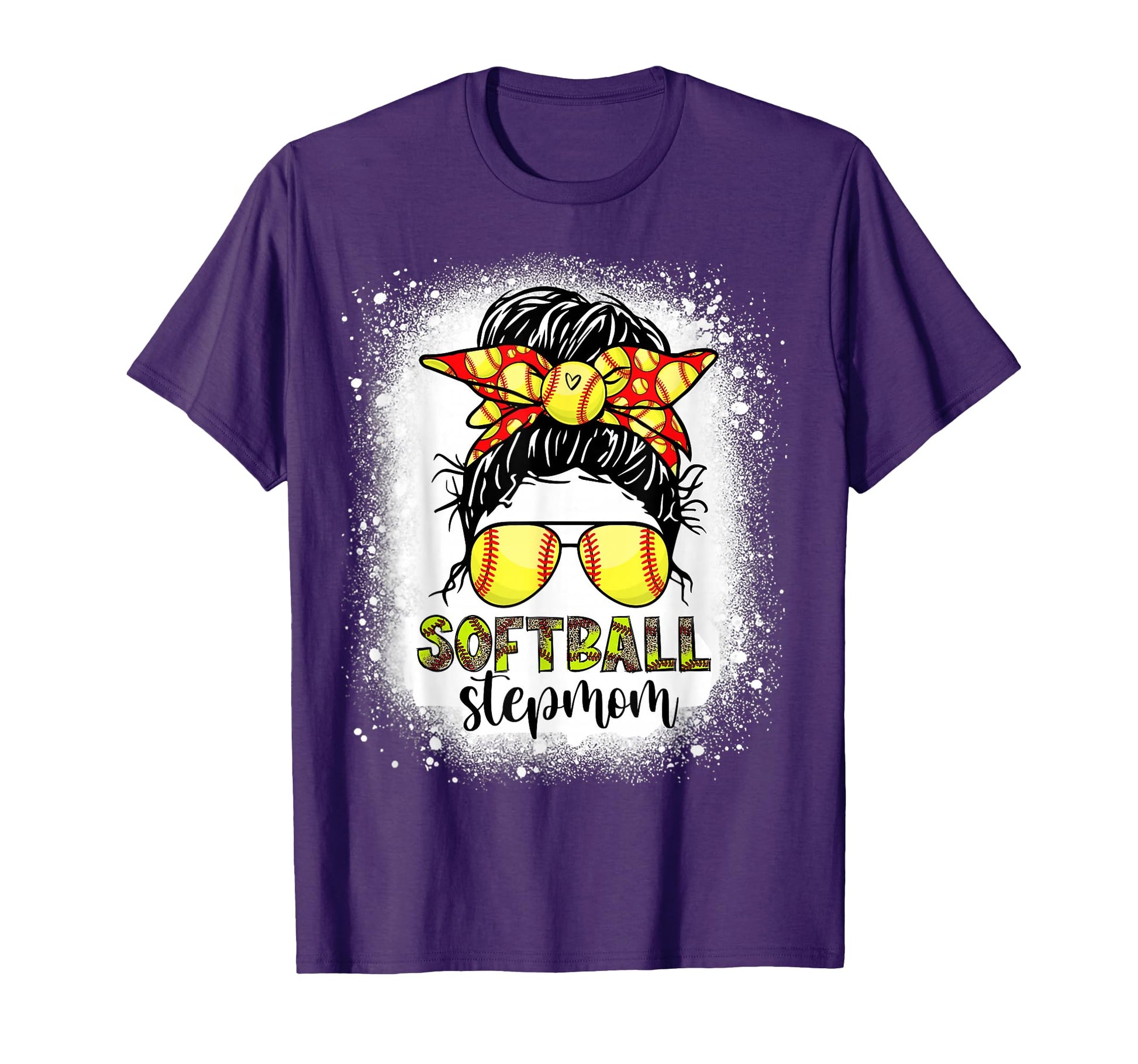 Softball Stepmom Messy Bun Softball Step T-Shirt - Custom Art Print Unisex - T-Shirt, Sweatshirt, Hoodie