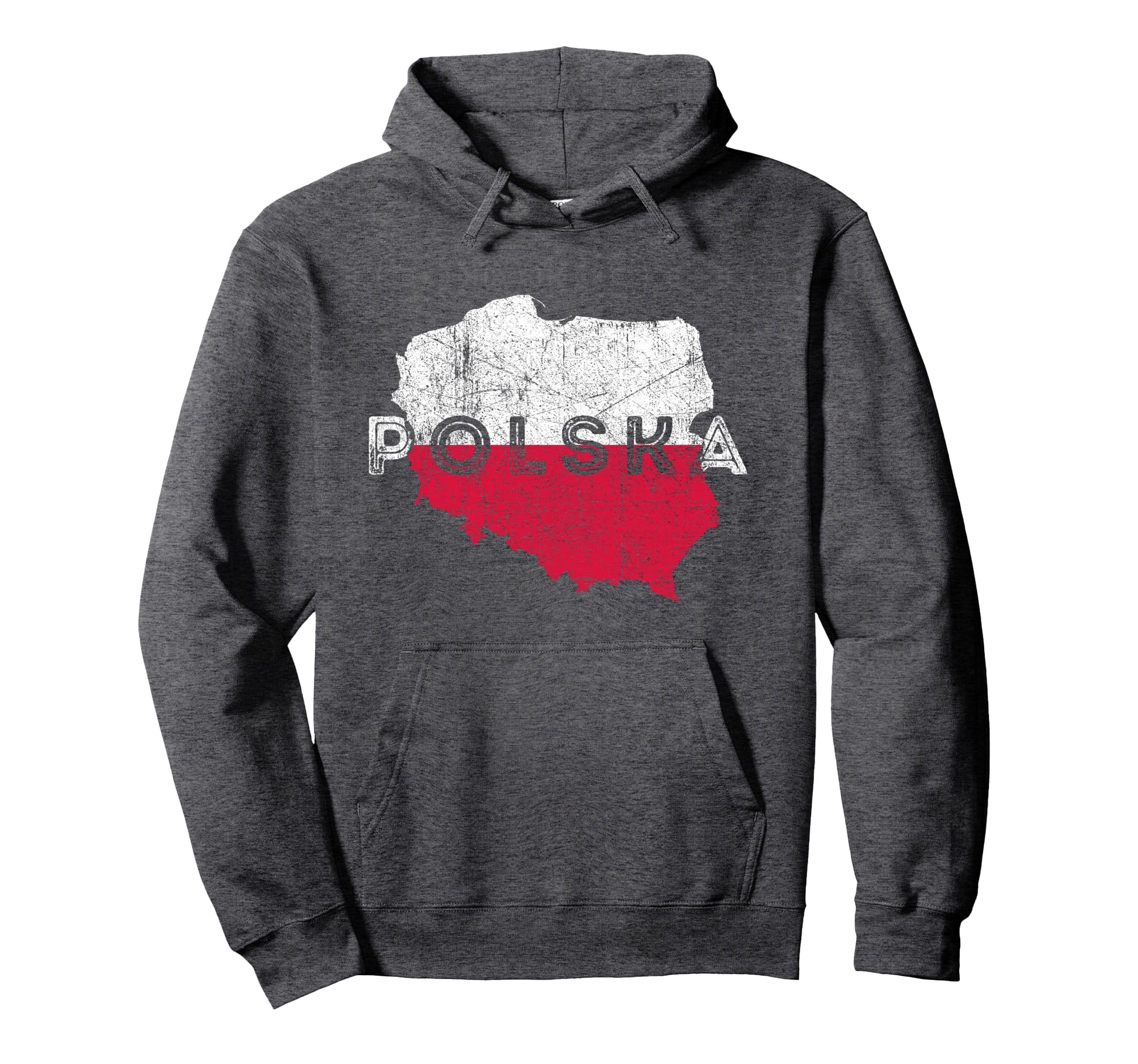 Polish Map And Flag Souvenir Distressed Hoodie - Graphic Print Unisex - T-Shirt, Sweatshirt, Hoodie