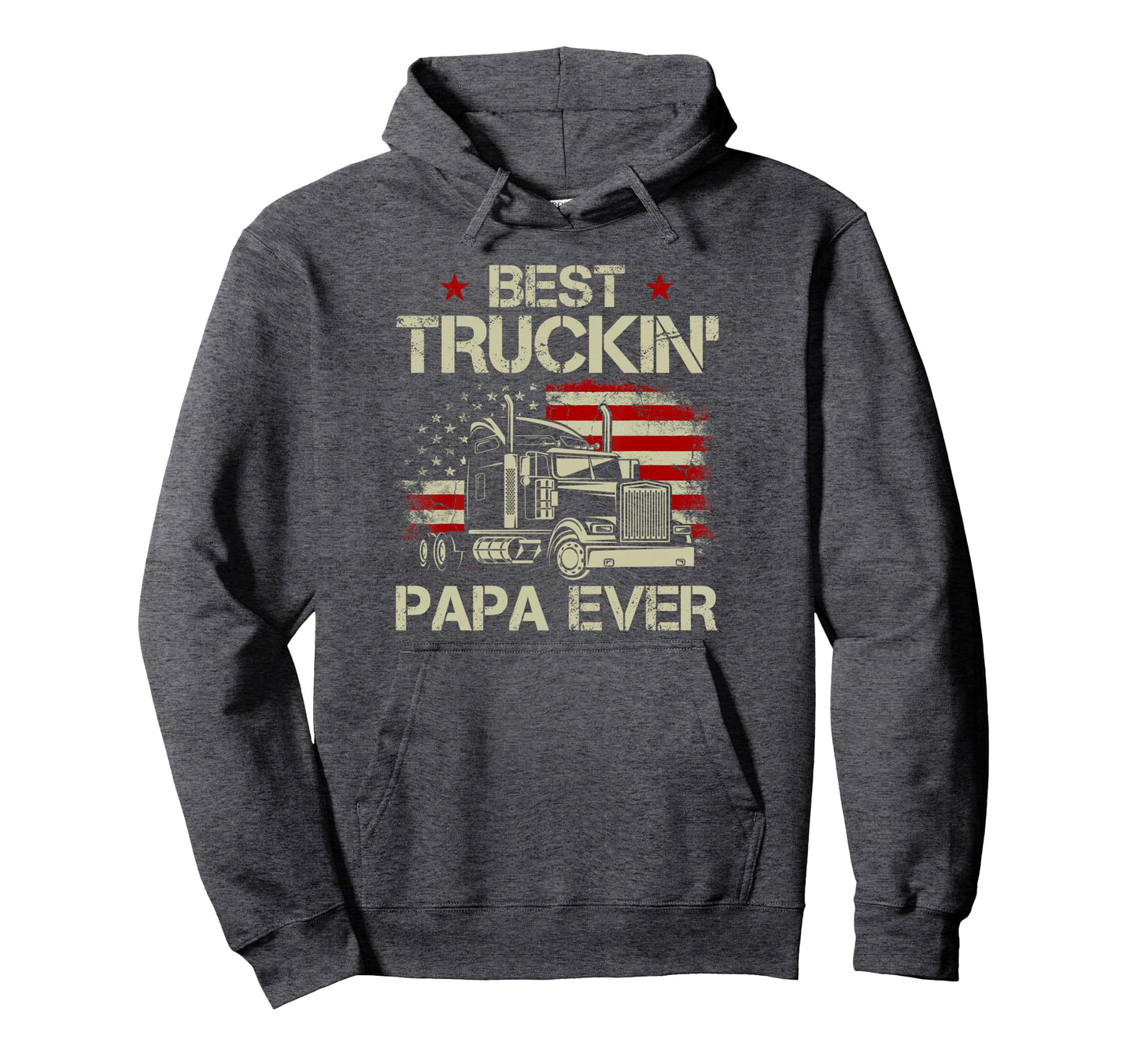 Best Truckin Papa Ever Usa Flag Trucker Hoodie - Trendy Graphic Men Women - T-Shirt, Sweatshirt, Hoodie