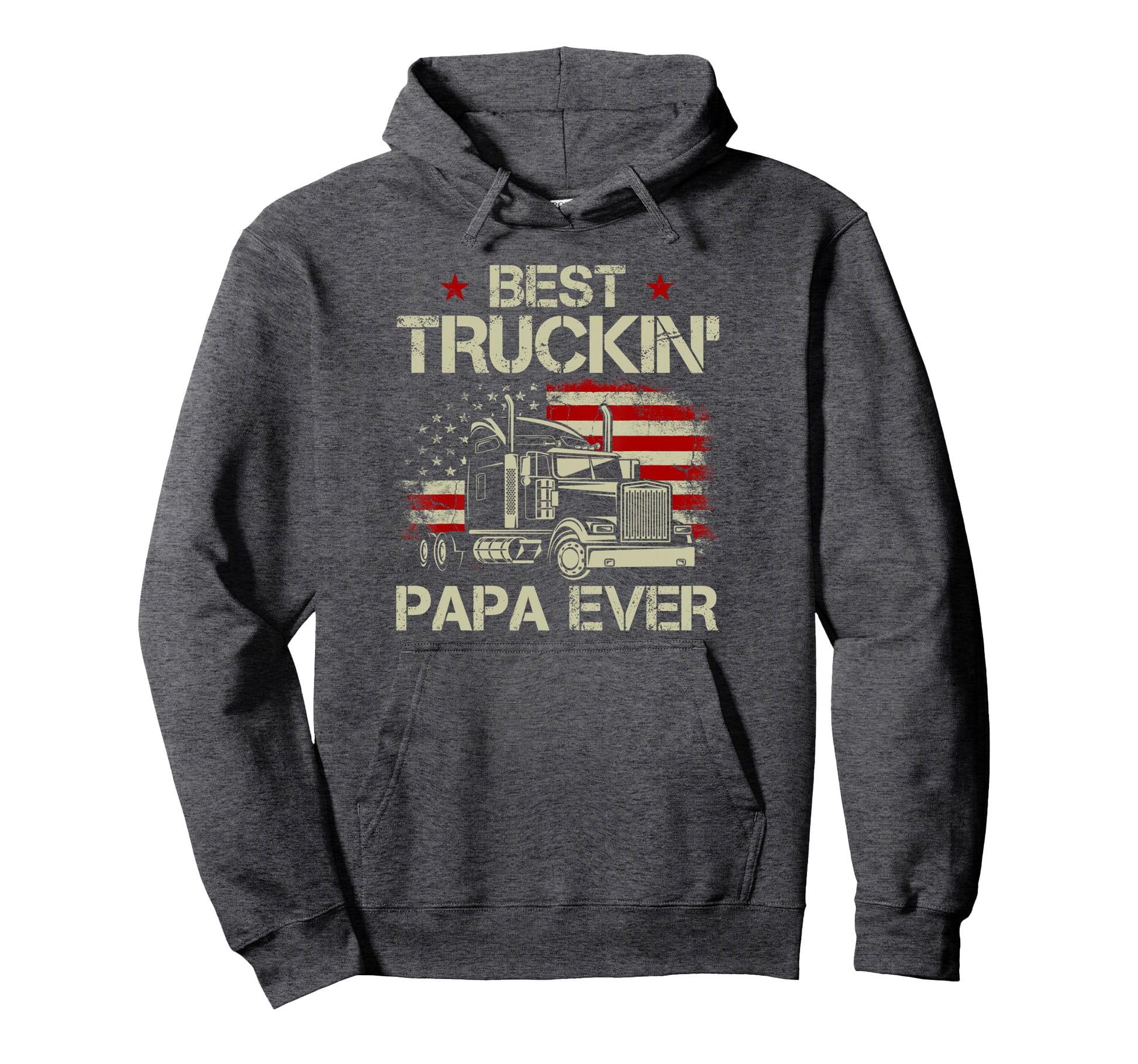 Best Truckin Papa Ever Usa Flag Trucker Hoodie - Trendy Graphic Men Women - T-Shirt, Sweatshirt, Hoodie