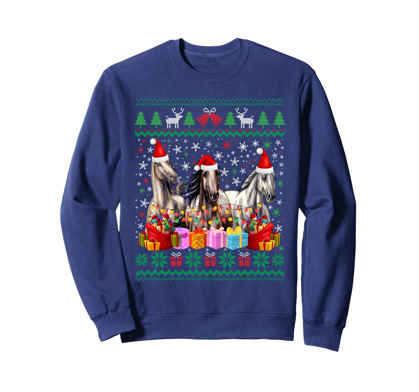 Ugly Santa Hat Horse Lover Animal Sweatshirt - Graphic Print Men Women - T-Shirt, Sweatshirt, Hoodie