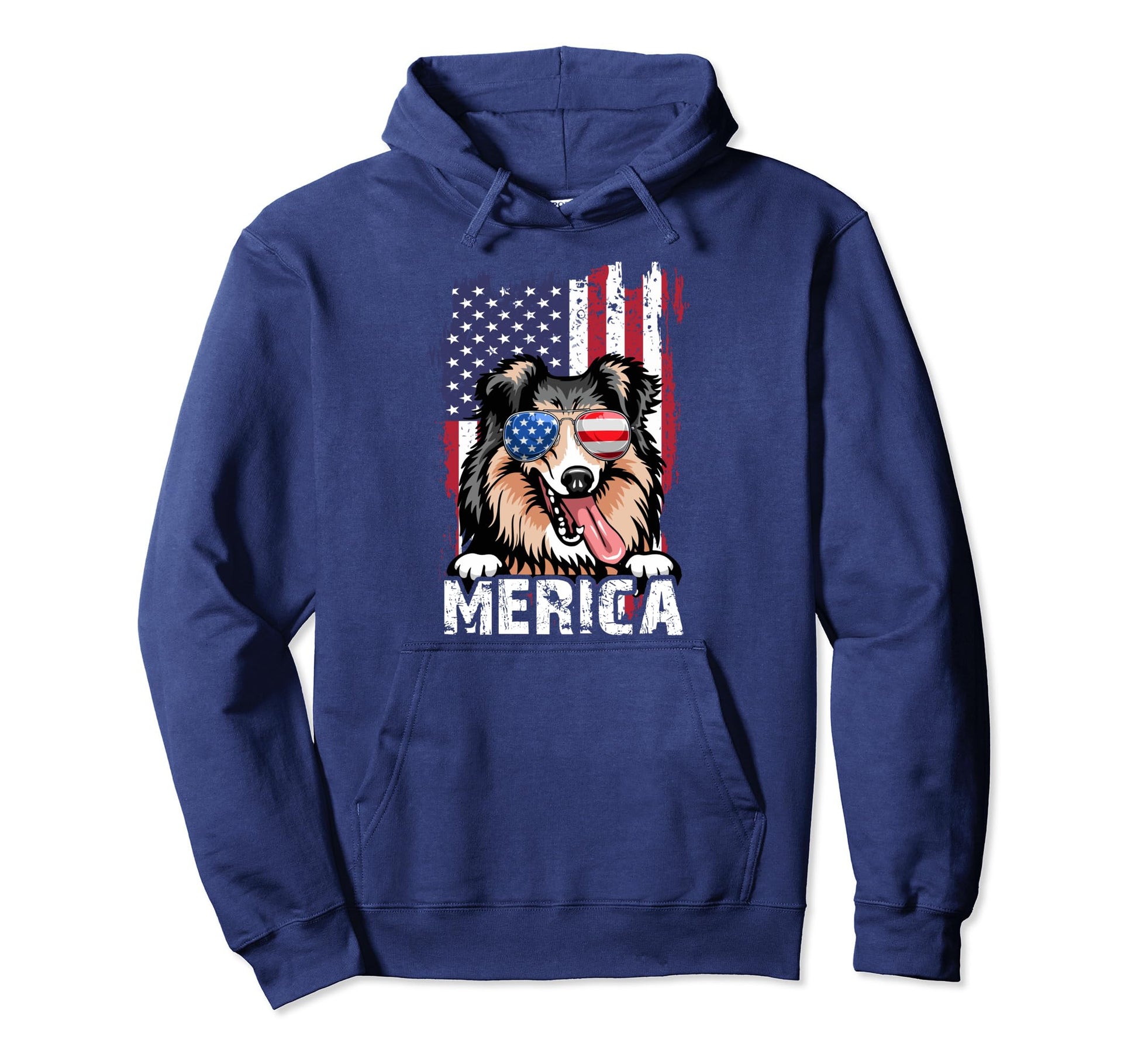 Merica 4Th July Shetland Sheepdog Us Hoodie - Casual Everyday Wear Unisex - T-Shirt, Sweatshirt, Hoodie