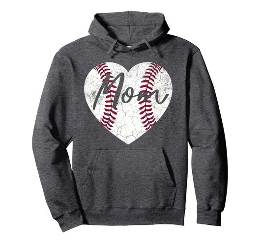 Baseball Softball Heart Mom Mothers Day Gift Hoodie - Trendy Graphic Unisex - T-Shirt, Sweatshirt, Hoodie