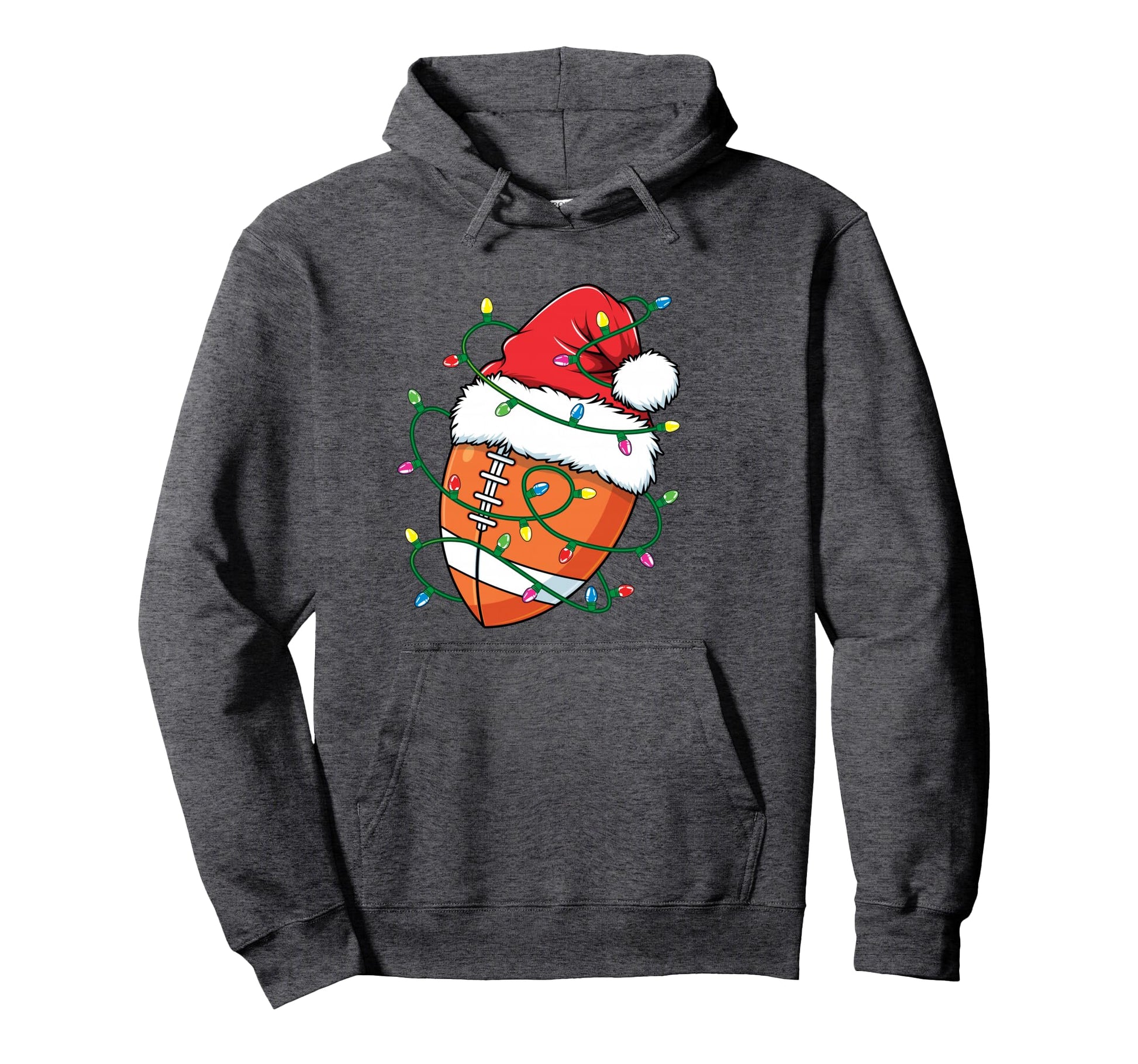 Football Santa Hat Football Lights Hoodie - Unique Graphic Men Women - T-Shirt, Sweatshirt, Hoodie