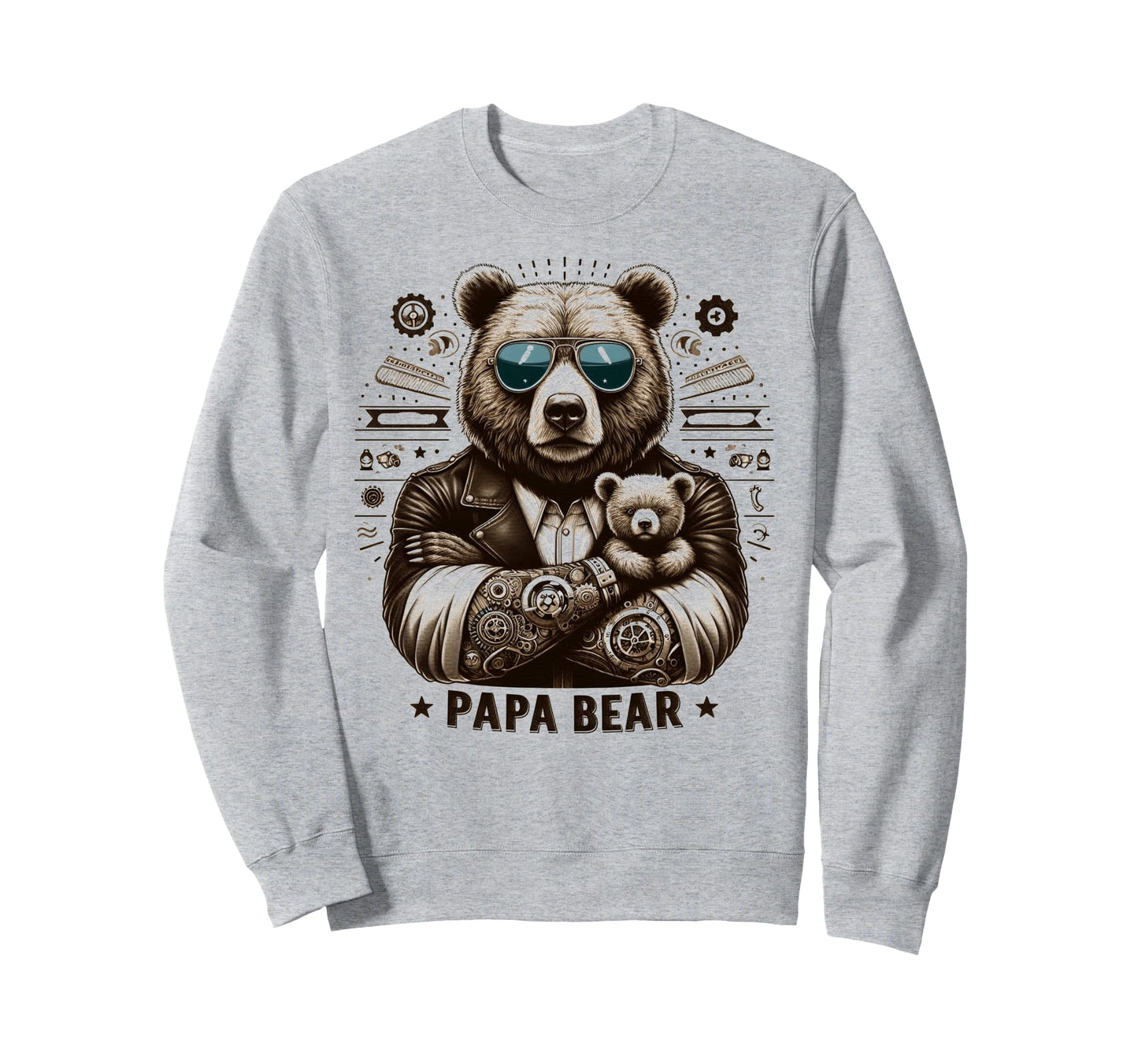 Papa Bear Funny Mechanic Bears Sweatshirt - Fun Novelty Design for Adults - T-Shirt, Sweatshirt, Hoodie