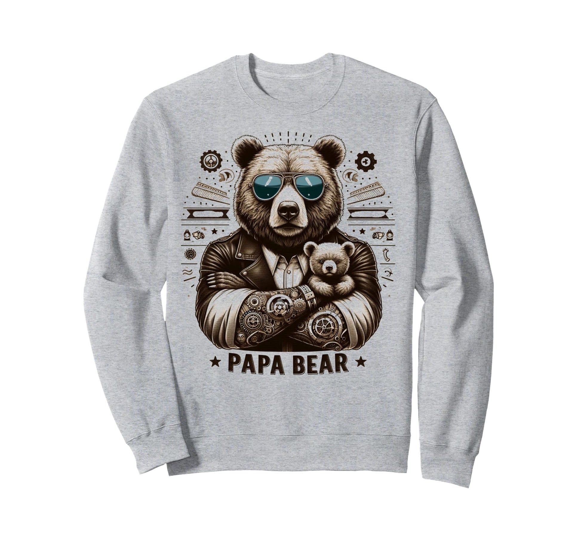 Papa Bear Funny Mechanic Bears Sweatshirt - Fun Novelty Design for Adults - T-Shirt, Sweatshirt, Hoodie