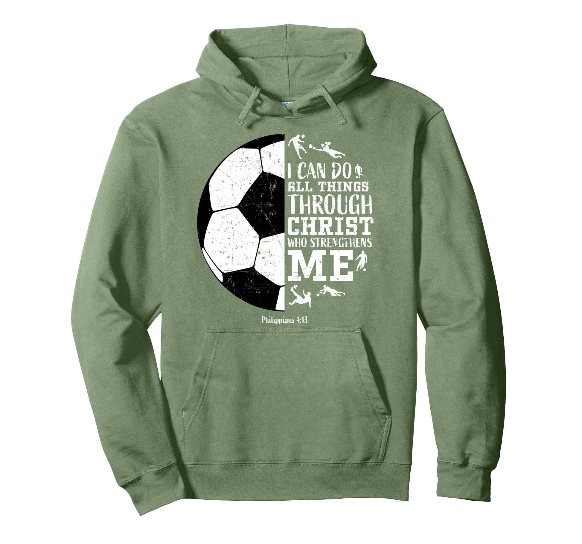 Christian Soccer Faith Bible Verse Hoodie - Custom Art Print for Adults - T-Shirt, Sweatshirt, Hoodie