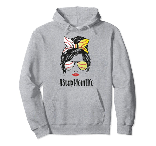 Baseball Softball Stepmom Life Hoodie - Casual Everyday Wear for Adults - T-Shirt, Sweatshirt, Hoodie