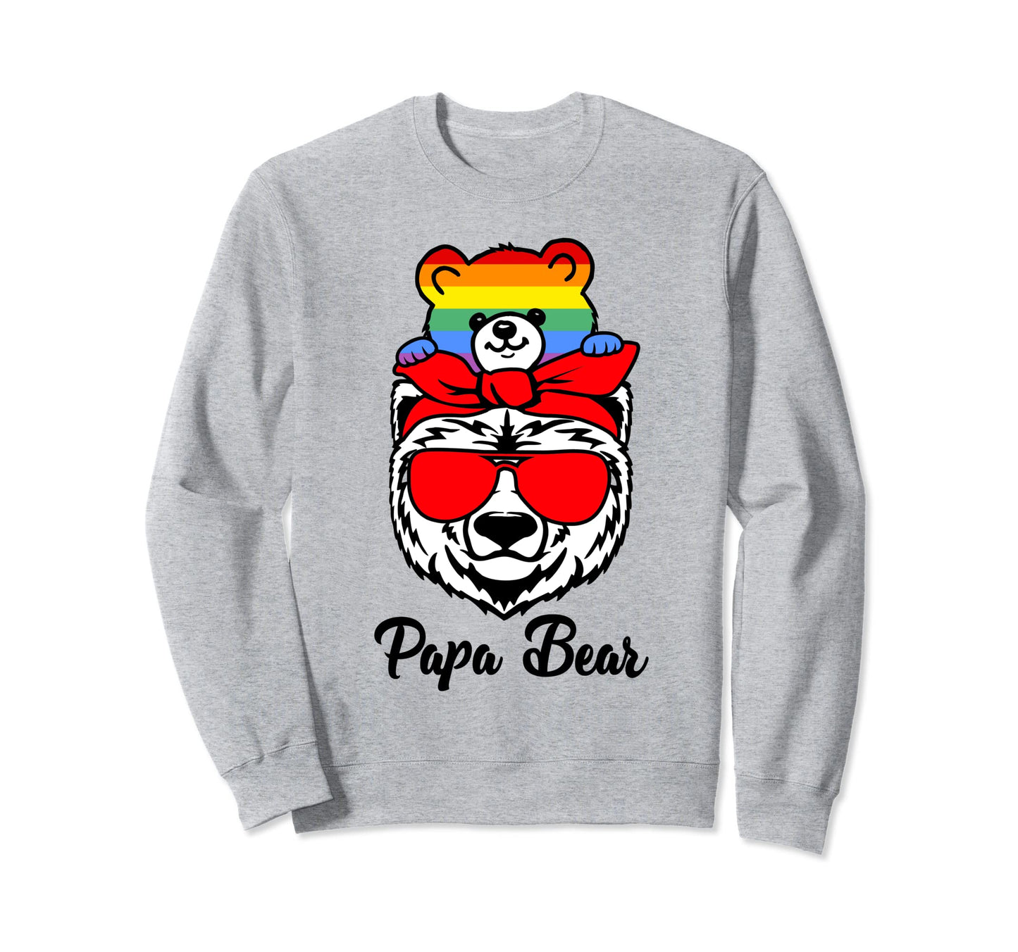 Papa Bear Proud Papa Rainbow Flag Sweatshirt - Minimalist Print for Adults - T-Shirt, Sweatshirt, Hoodie