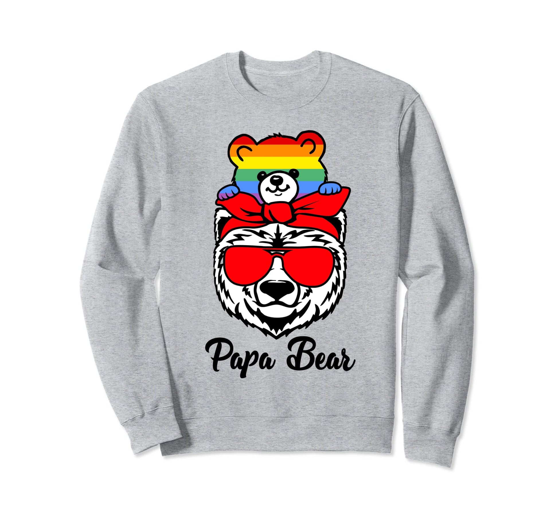 Papa Bear Proud Papa Rainbow Flag Sweatshirt - Minimalist Print for Adults - T-Shirt, Sweatshirt, Hoodie