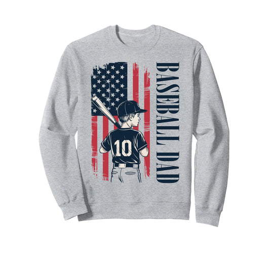Baseball Dad Flag I Raised Mine Sweatshirt - Aesthetic Graphic for Adults - T-Shirt, Sweatshirt, Hoodie