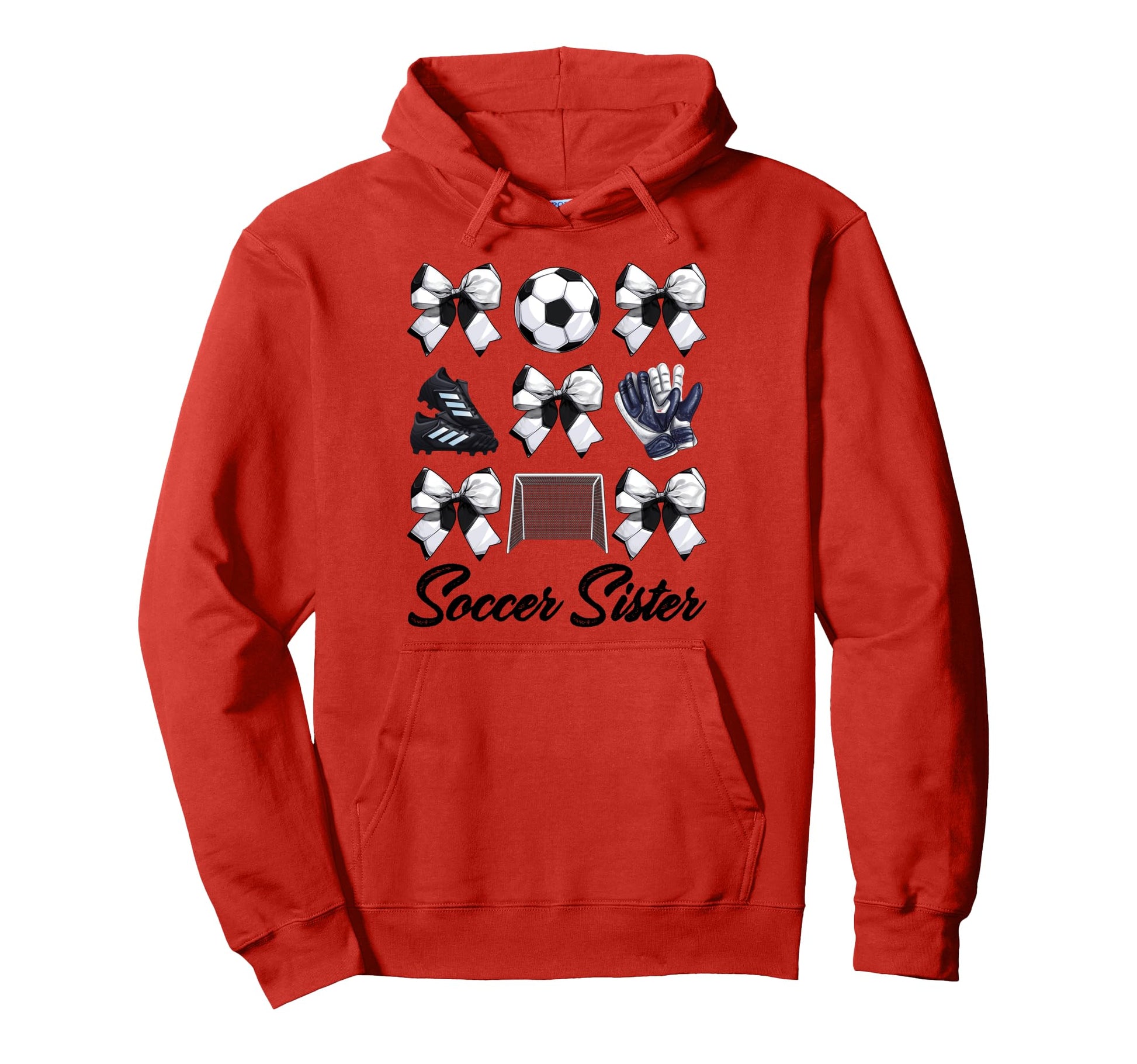 Soccer Sister Bow Soccer Mom Mommy Hoodie - Trendy Graphic Men Women - T-Shirt, Sweatshirt, Hoodie