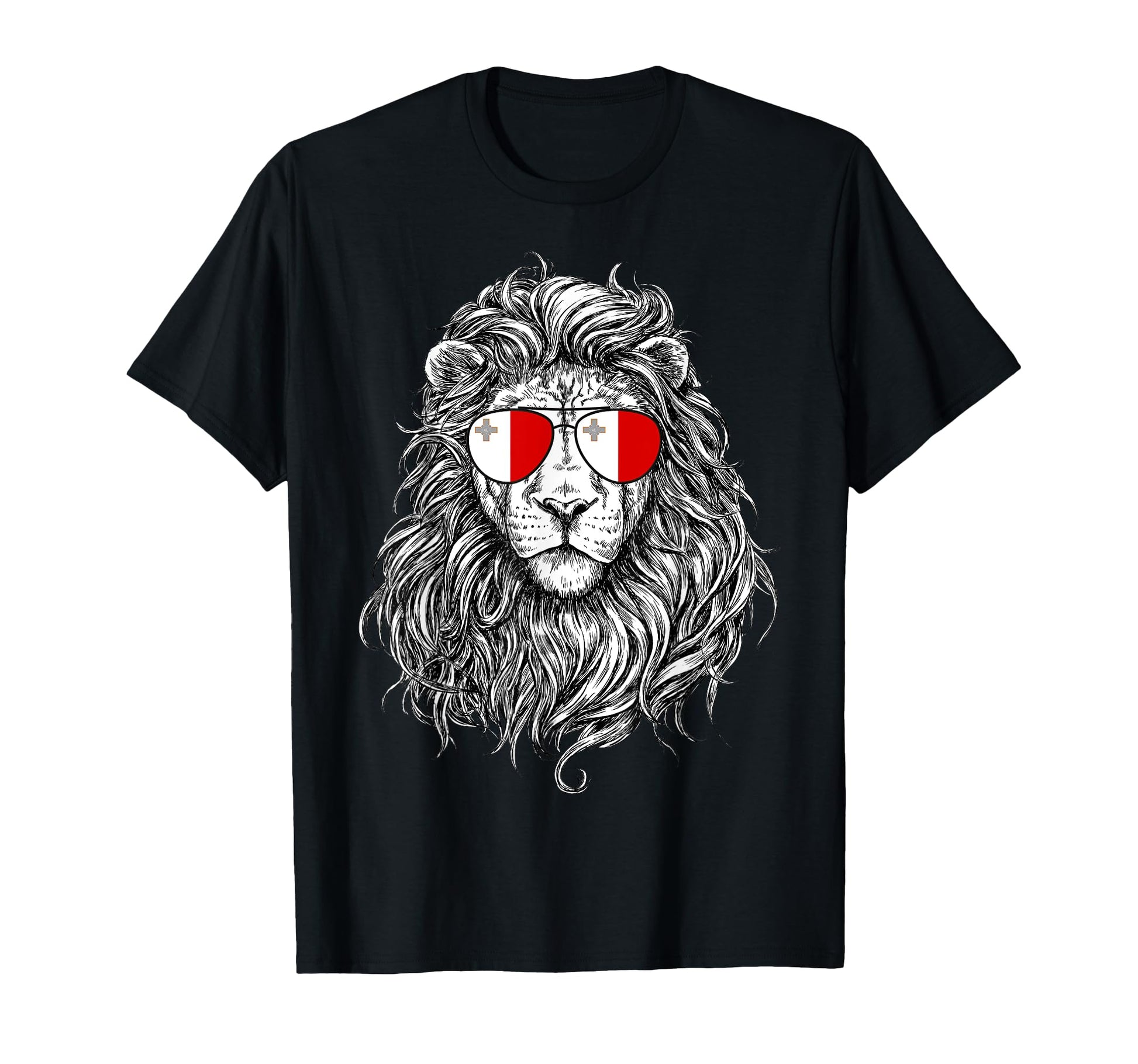 Malta Flag Lion Sunglasses Malta Gifts T-Shirt - Graphic Print for Adults - T-Shirt, Sweatshirt, Hoodie