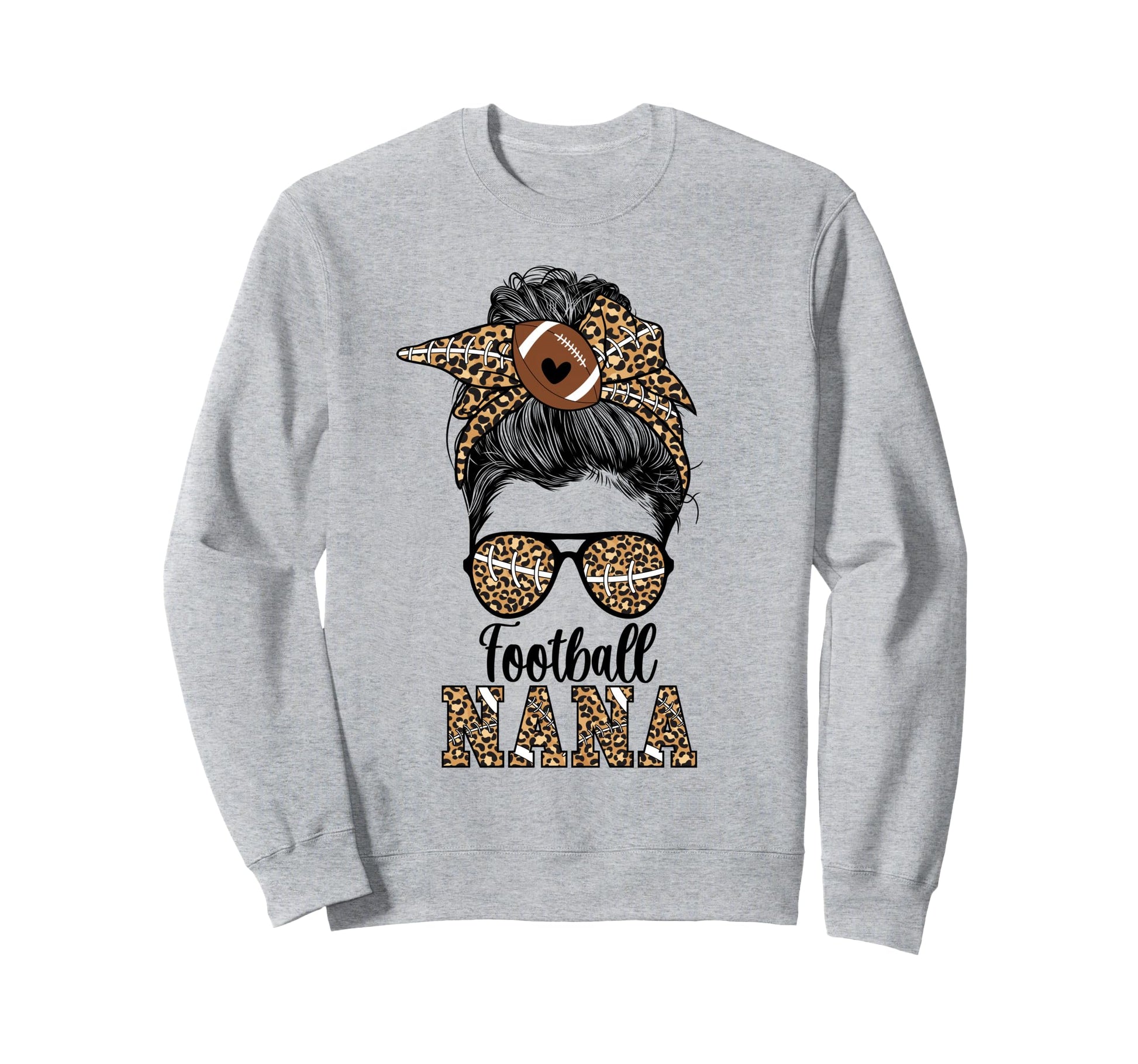 Football Nana Messy Bun Nana Sweatshirt - Unique Graphic Men Women - T-Shirt, Sweatshirt, Hoodie