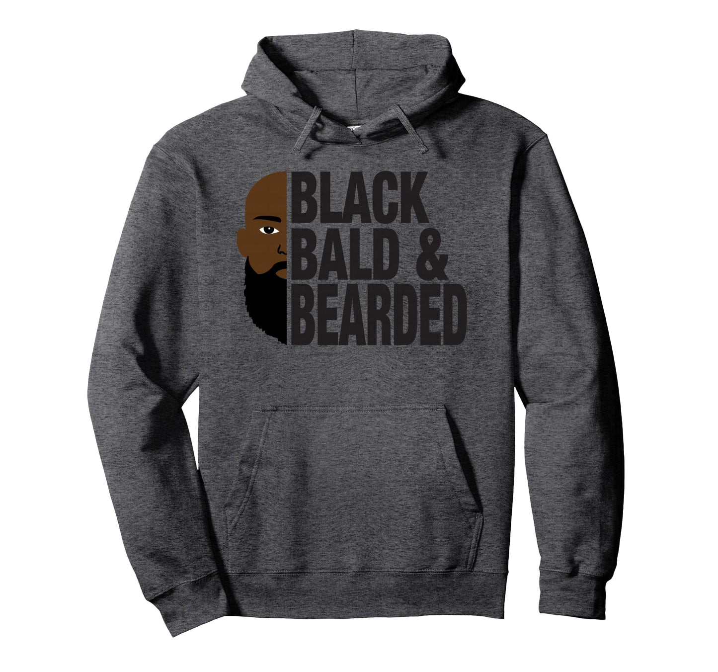 Black Bald And Bearded Face African Hoodie - Minimalist Print Men Women - T-Shirt, Sweatshirt, Hoodie