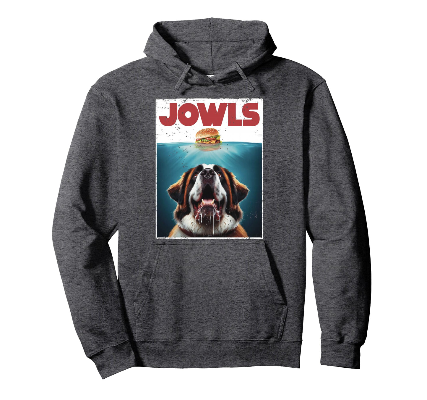 Funny St Bernard Jowls Burger Saint Hoodie - Custom Art Print for Adults - T-Shirt, Sweatshirt, Hoodie