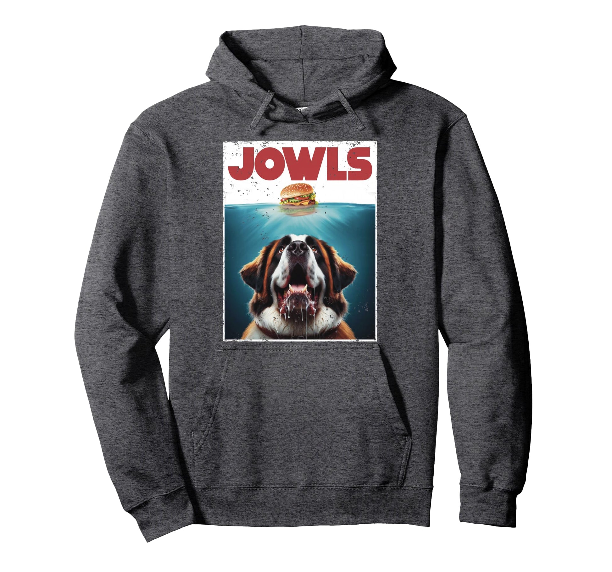 Funny St Bernard Jowls Burger Saint Hoodie - Custom Art Print for Adults - T-Shirt, Sweatshirt, Hoodie