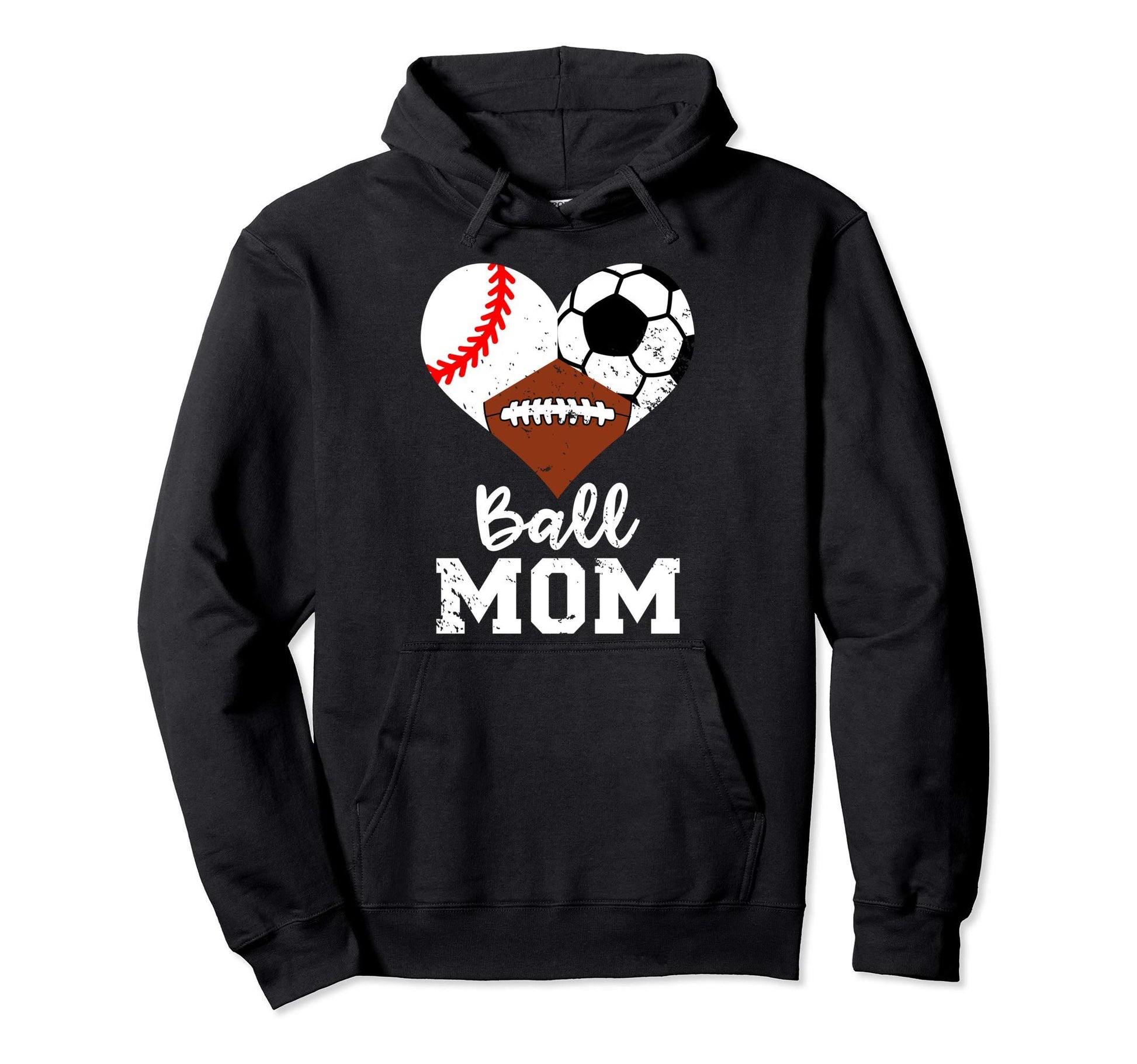 Ball Mom Funny Baseball Football Hoodie - Fun Novelty Design Men Women - T-Shirt, Sweatshirt, Hoodie