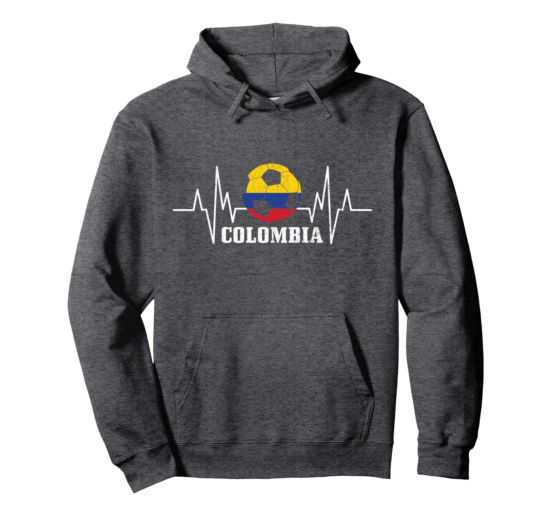 Colombia Heartbeat Colombian Flag Fan Hoodie - Unique Graphic Men Women - T-Shirt, Sweatshirt, Hoodie