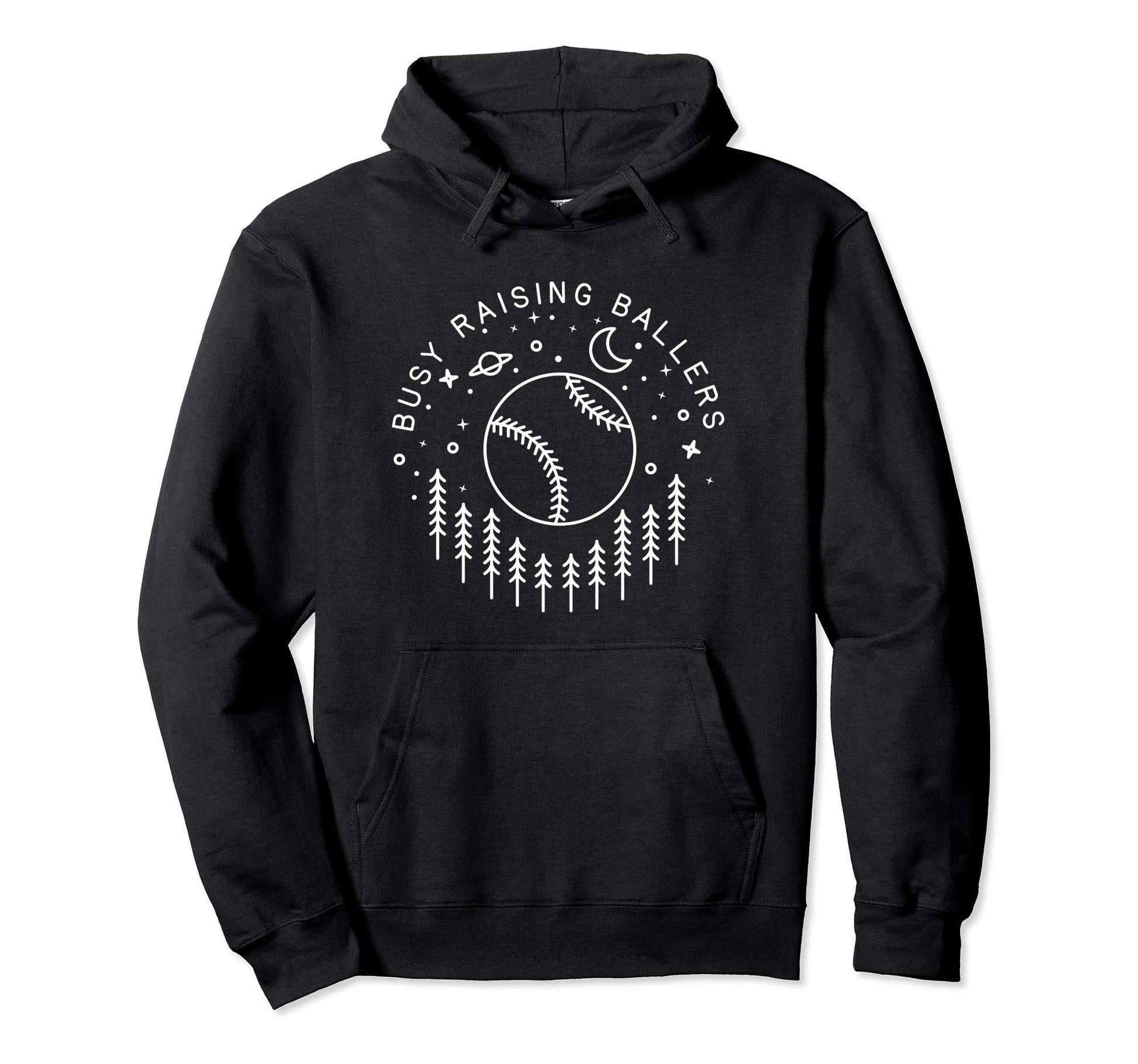 Baseball Busy Raising Ballers Line Art Hoodie - Minimalist Print Men Women - T-Shirt, Sweatshirt, Hoodie