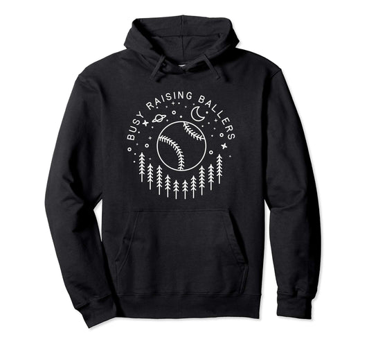 Baseball Busy Raising Ballers Line Art Hoodie - Minimalist Print Men Women - T-Shirt, Sweatshirt, Hoodie