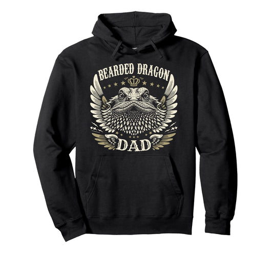Bearded Dragon Dad Biker Wings Motorcycle Hoodie - Minimalist Print Unisex - T-Shirt, Sweatshirt, Hoodie