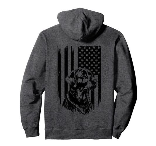 American Flag Labrador Retriever Dog Hoodie - Aesthetic Graphic Unisex - T-Shirt, Sweatshirt, Hoodie